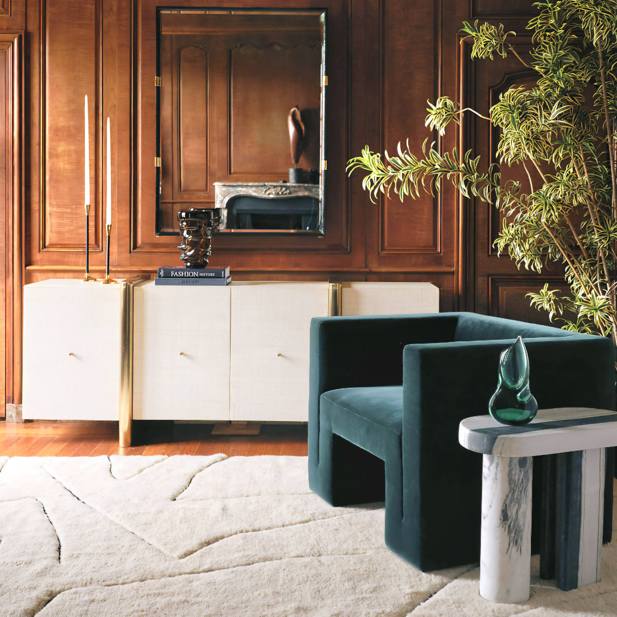 THE ONE × Dorset — White Lacquered Linen Credenza