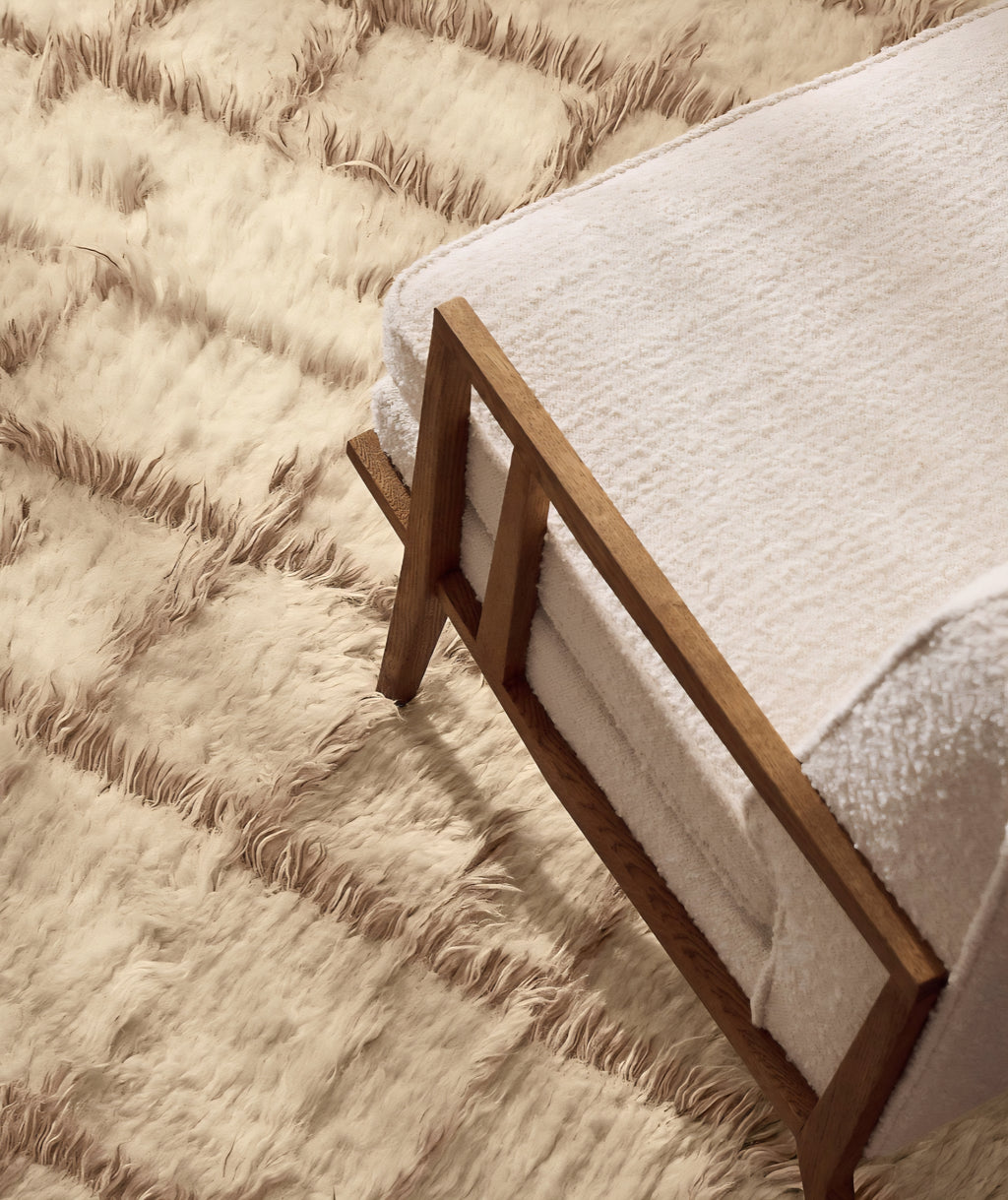 THE ONE × Director — White Boucle Accent Chair