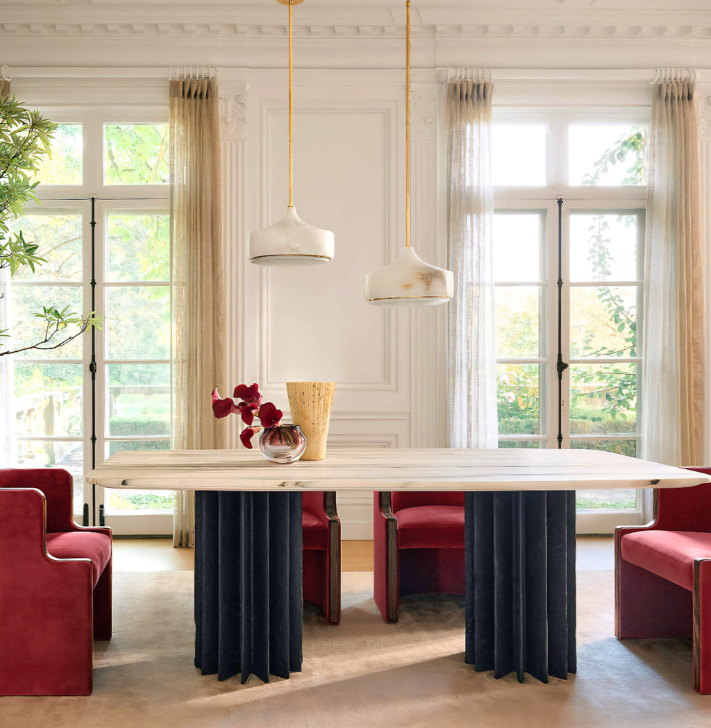 THE ONE × Chester — Rose Velvet Barrel Dining Chair
