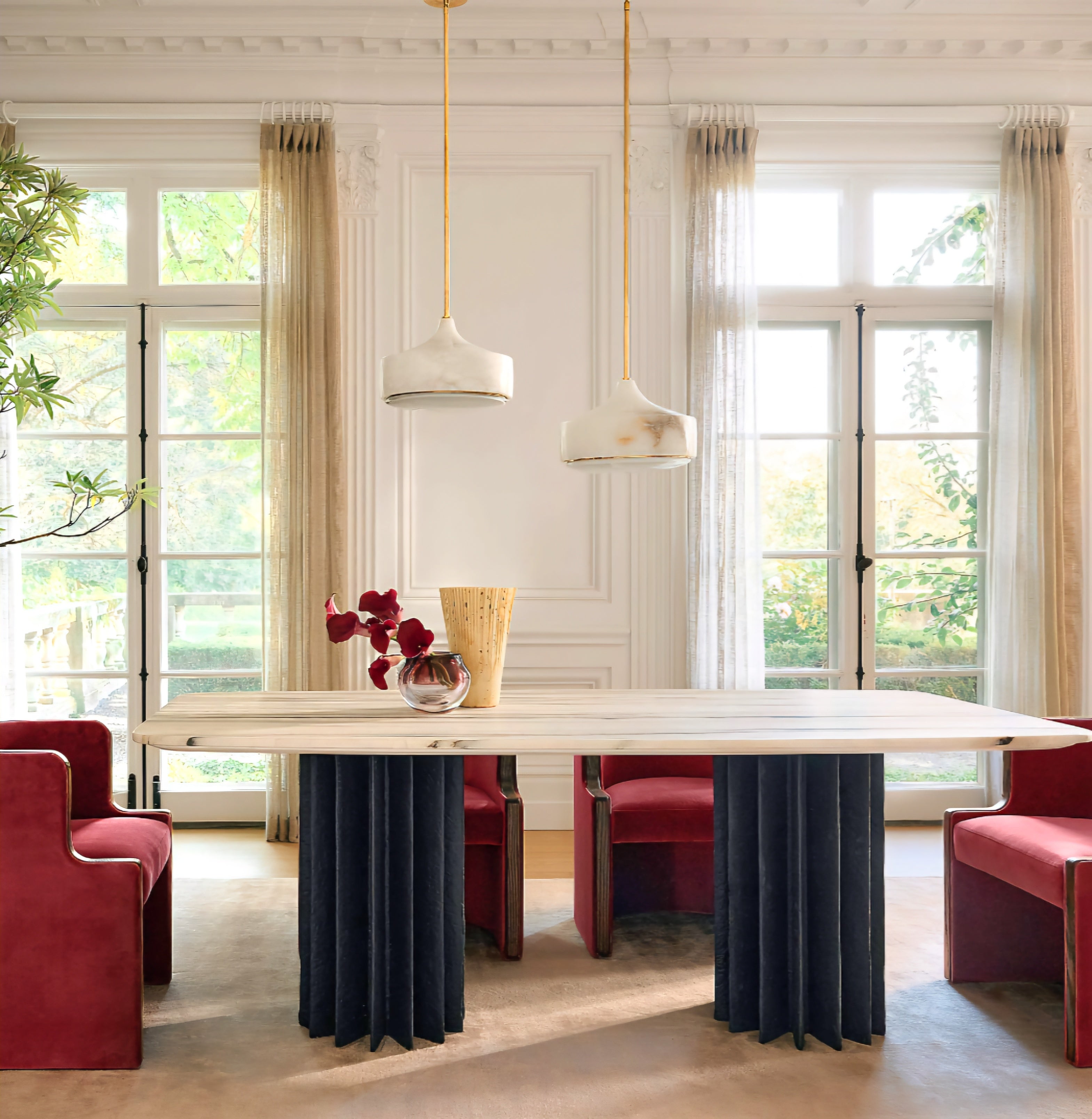 THE ONE × Chester — Rose Velvet Barrel Dining Chair