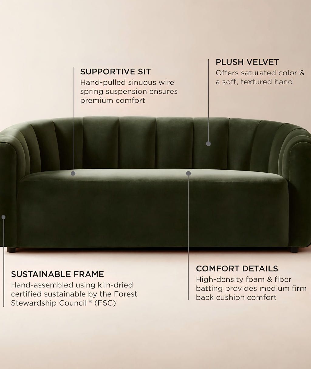 THE ONE × Fitz — Channeled White Boucle Loveseat
