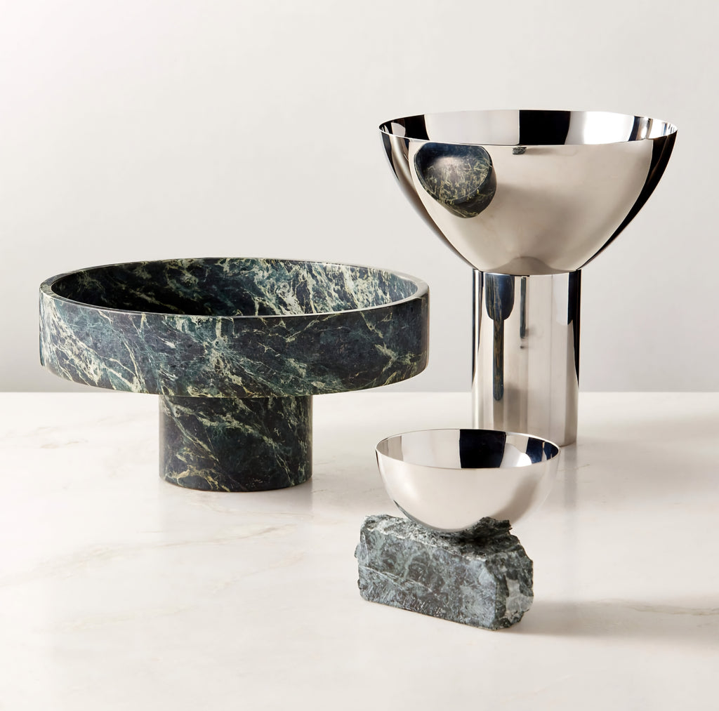 THE ONE × Clyme — Polished Stainless Steel Pedestal Serving Bowl