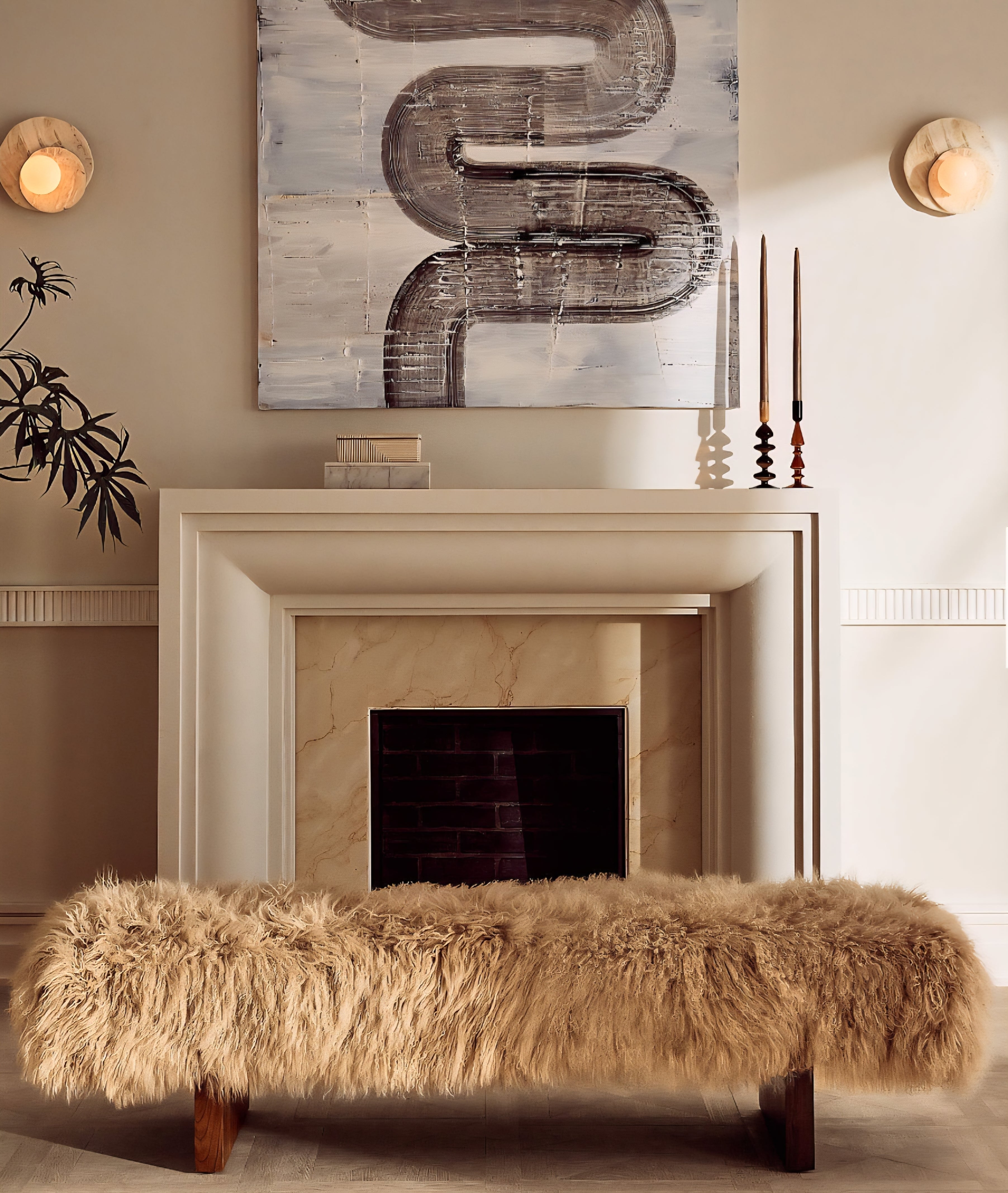 THE ONE × Socca — Sheepskin Upholstered Bench