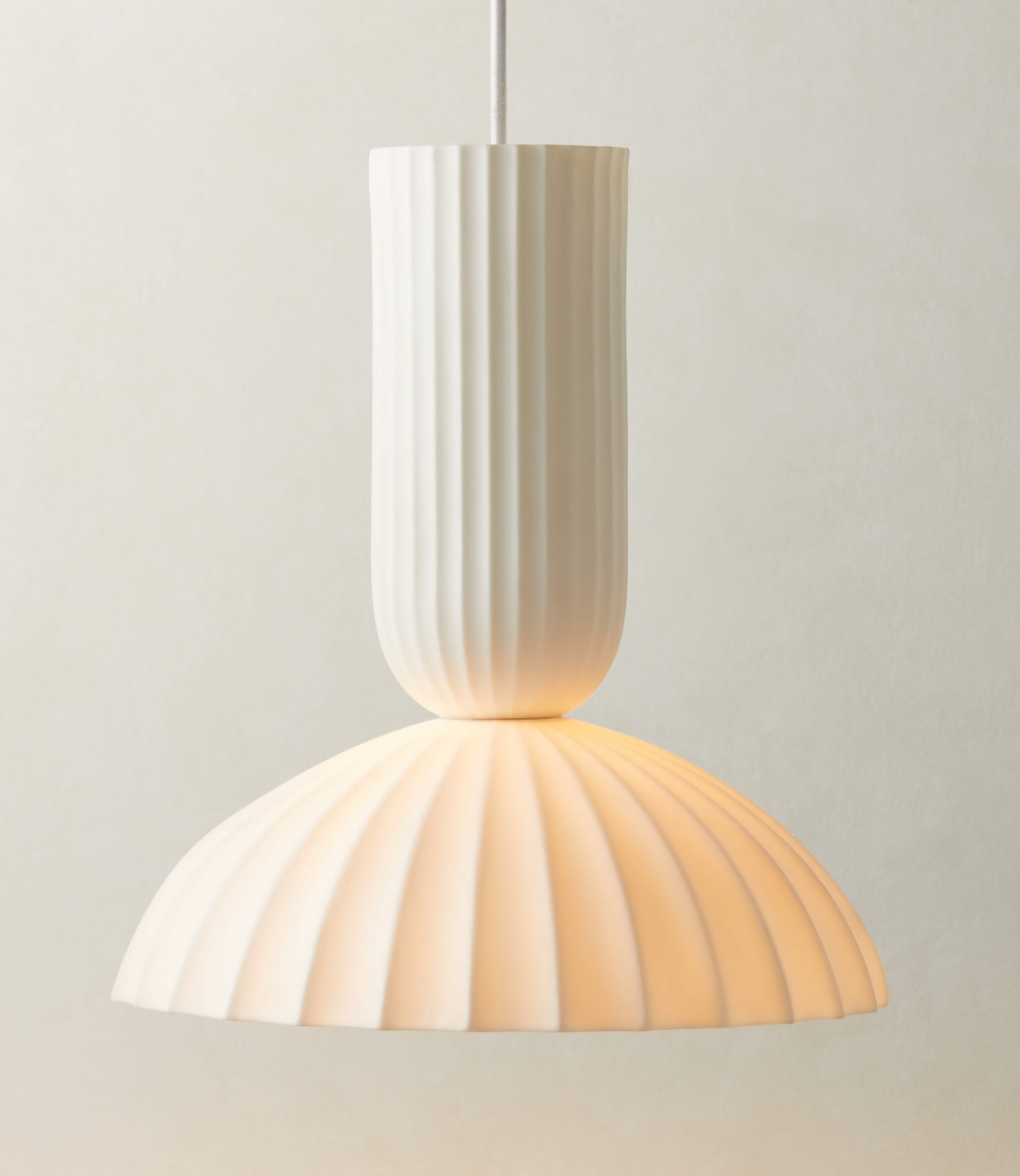 THE ONE × Jeanne — Fluted White Porcelain Dome Pendant Light