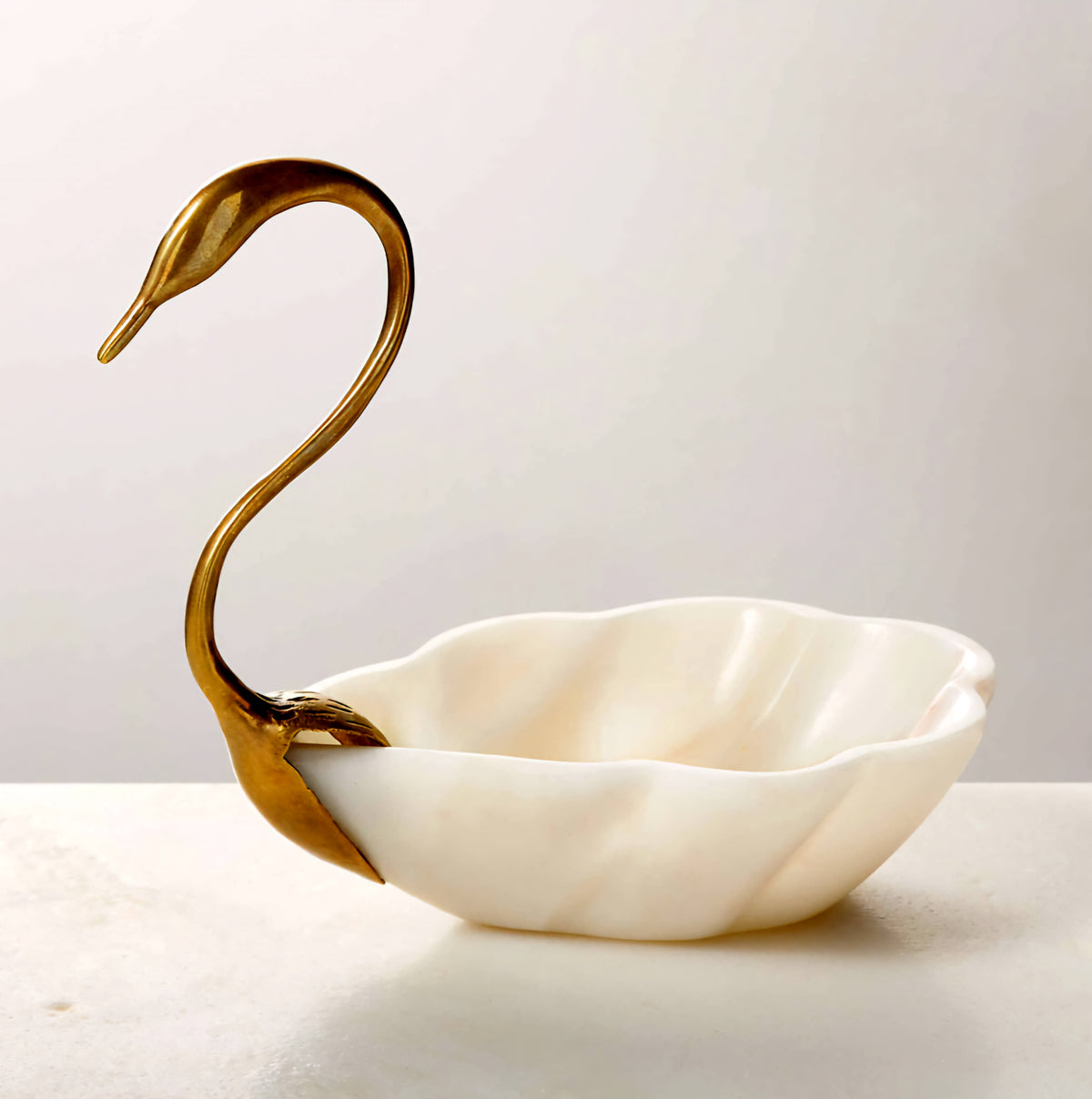 THE ONE × Odetta — White Marble and Cast Brass Serving Bowl