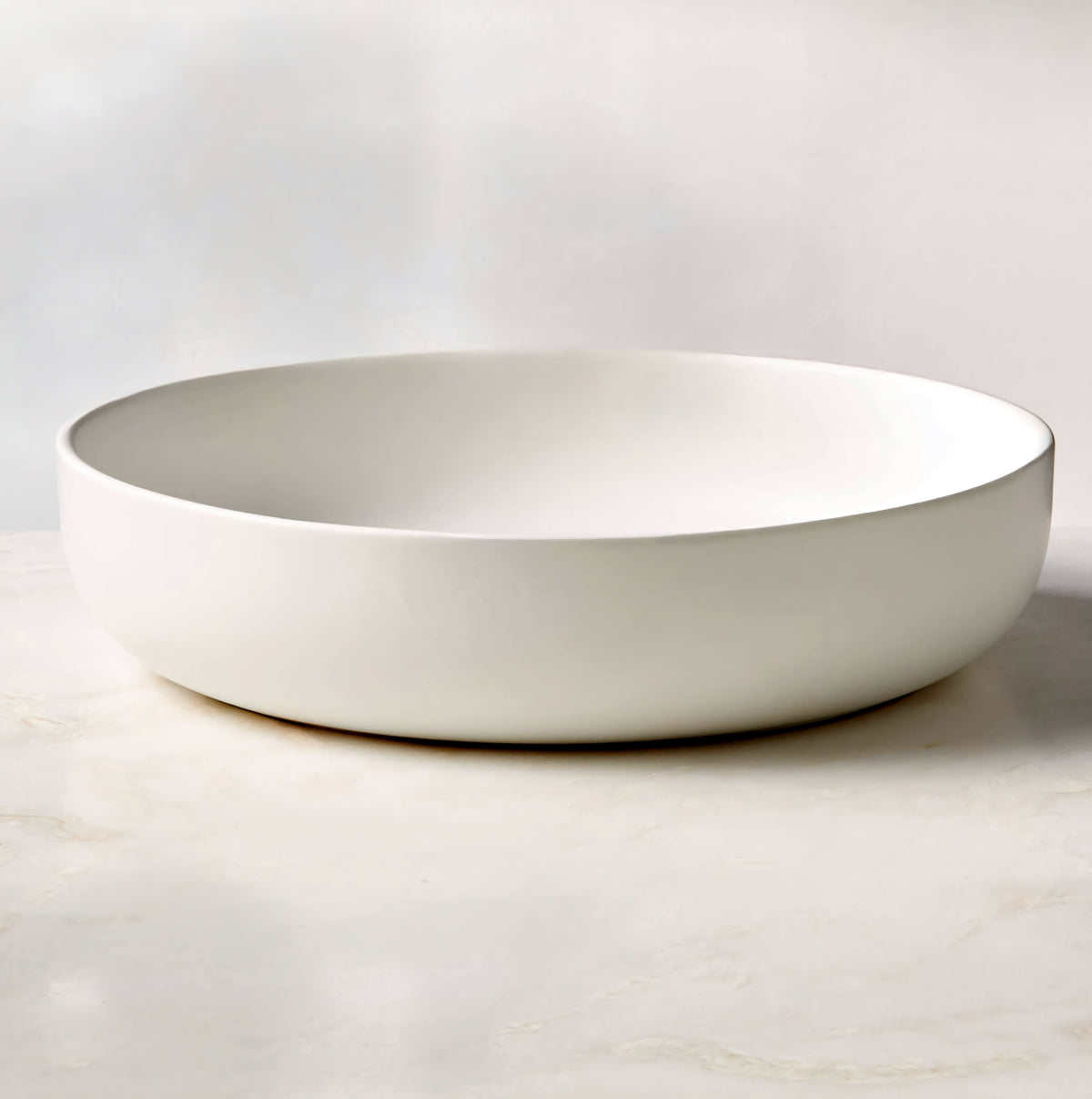 THE ONE × Mori — Matte White Low Serving Bowl