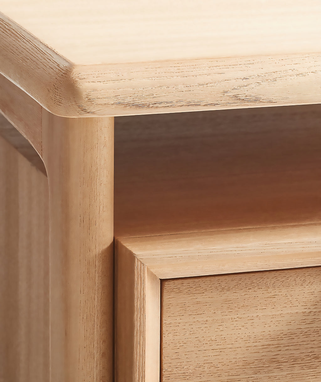 THE ONE × Elias — Natural Elm Wood Desk with File Cabinet (66")