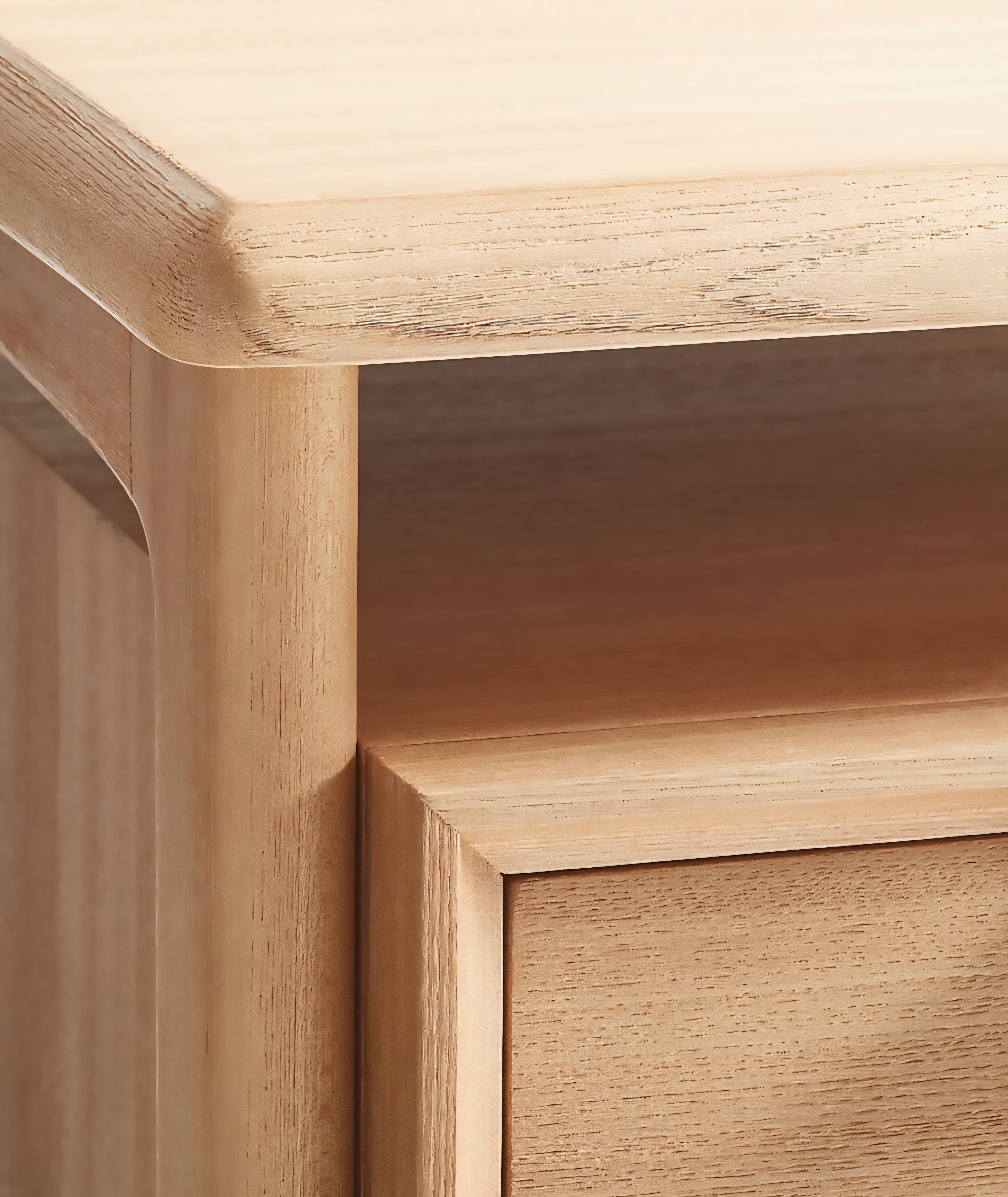THE ONE × Elias — Natural Elm Wood Desk with File Cabinet (66")
