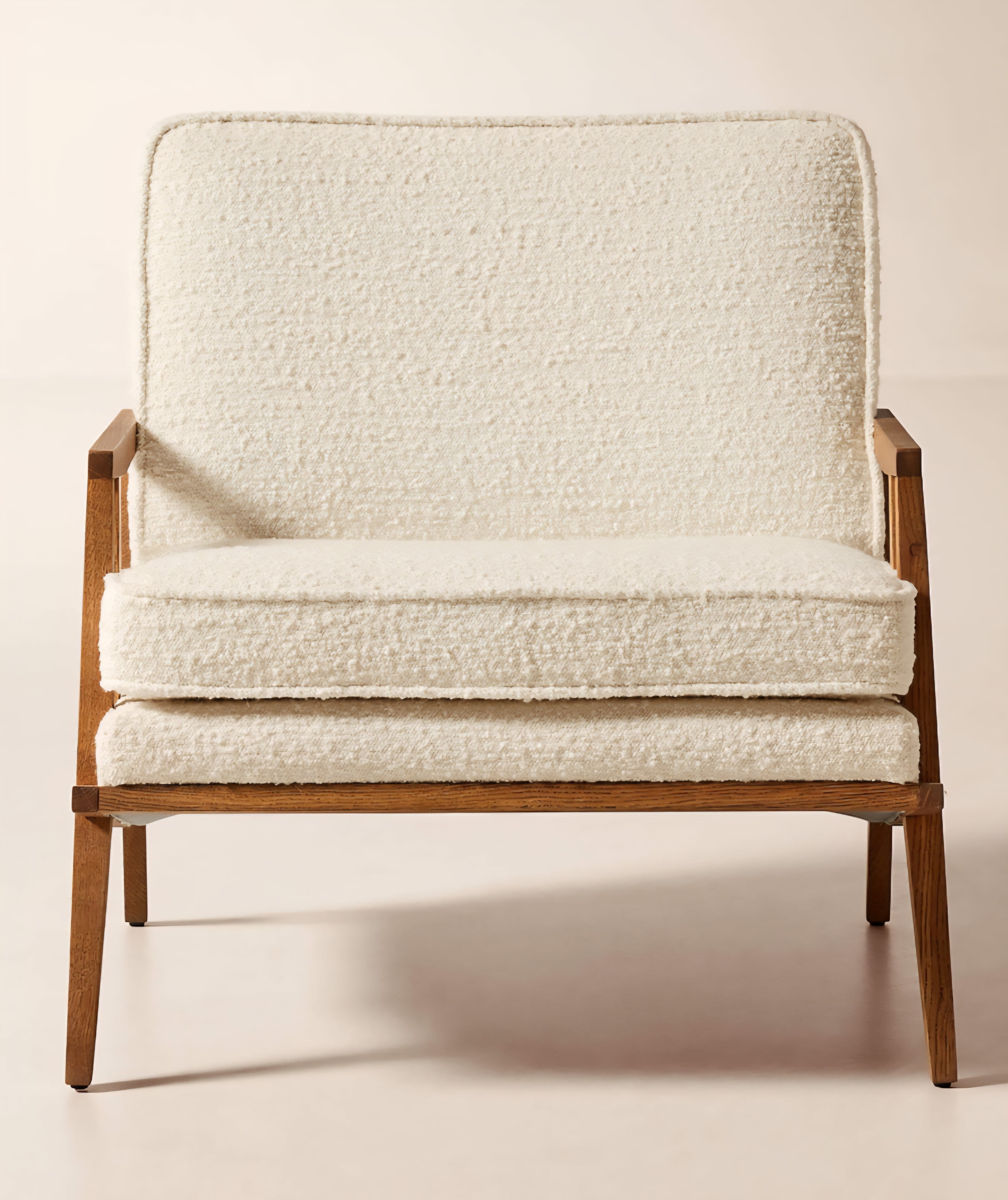 THE ONE × Director — White Boucle Accent Chair