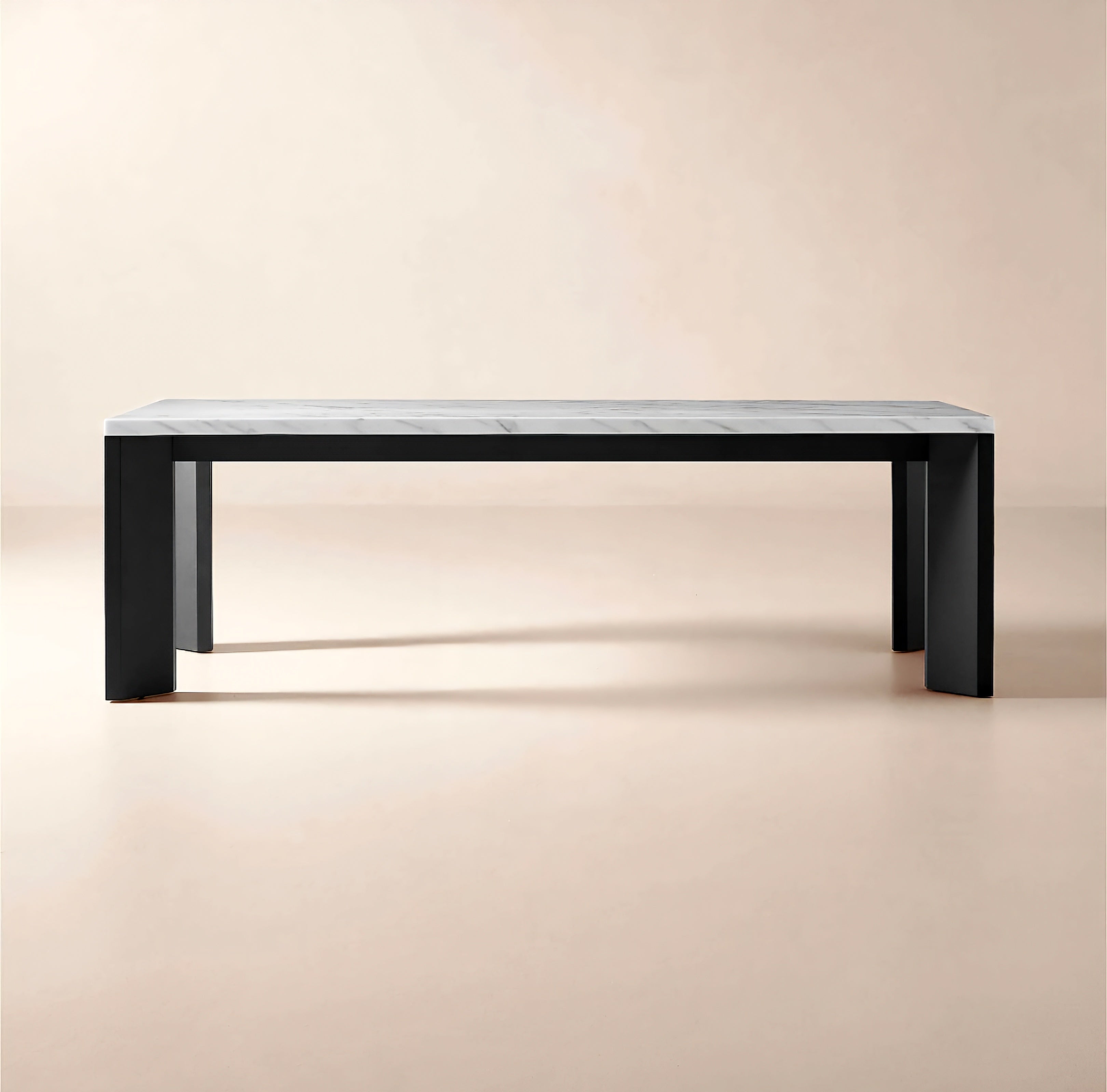 THE ONE × Sydney — Rectangular Carrara Marble Dining Table with Black Steel Legs