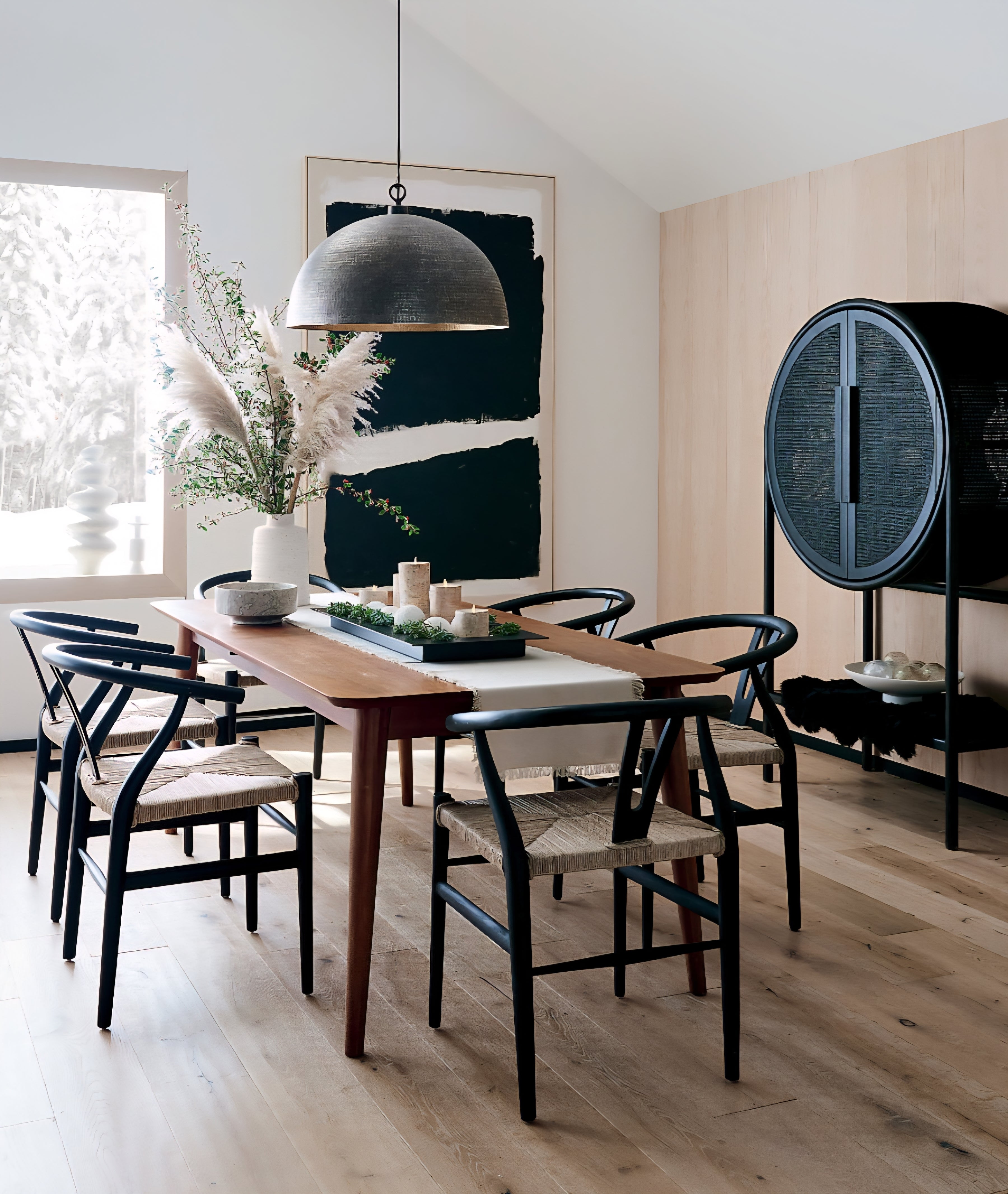 THE ONE × Crescent — Black Wood Wishbone Dining Chair