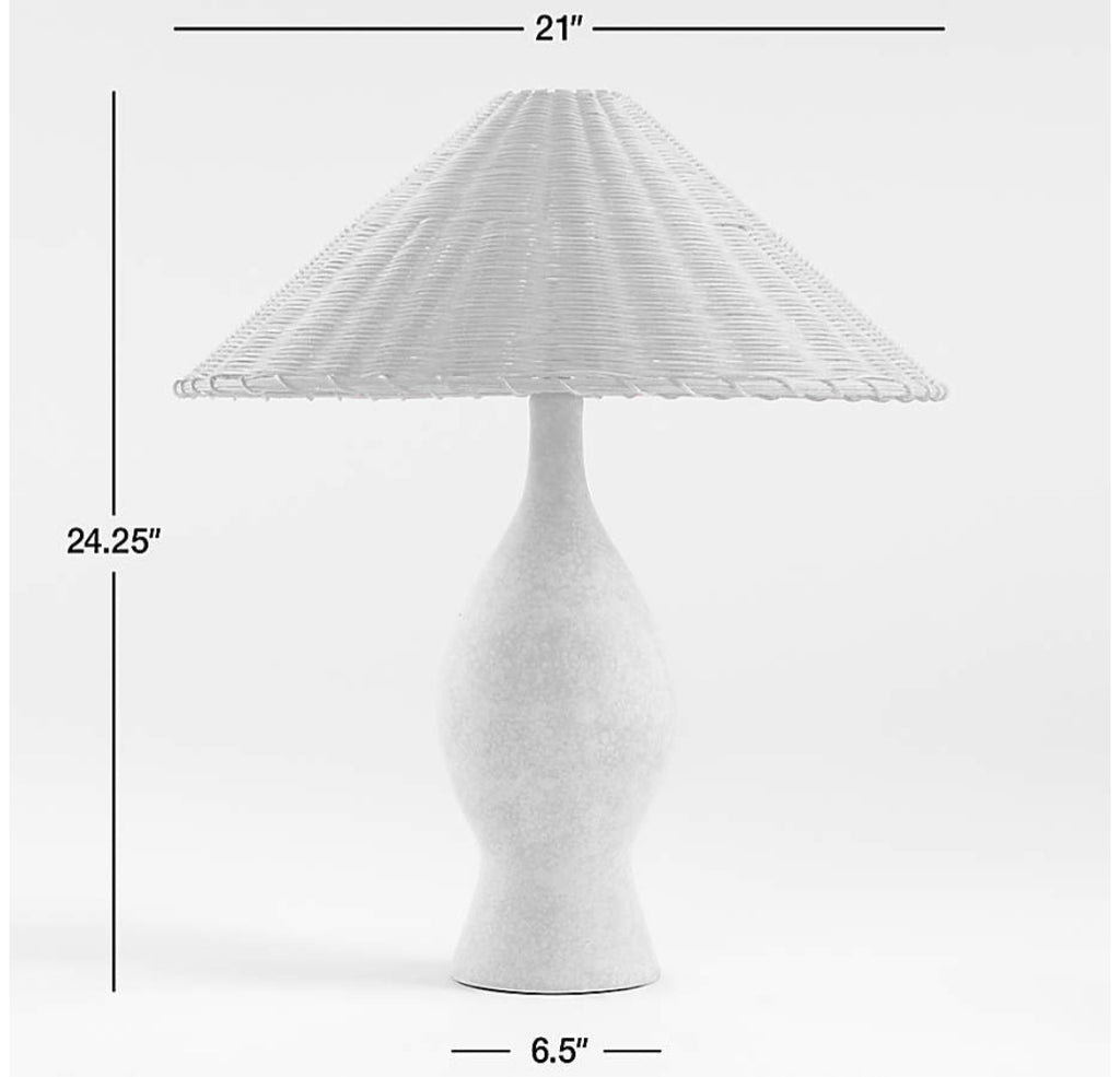 THE ONE × Courbe — Green Ceramic Table Lamp with Rattan Shade