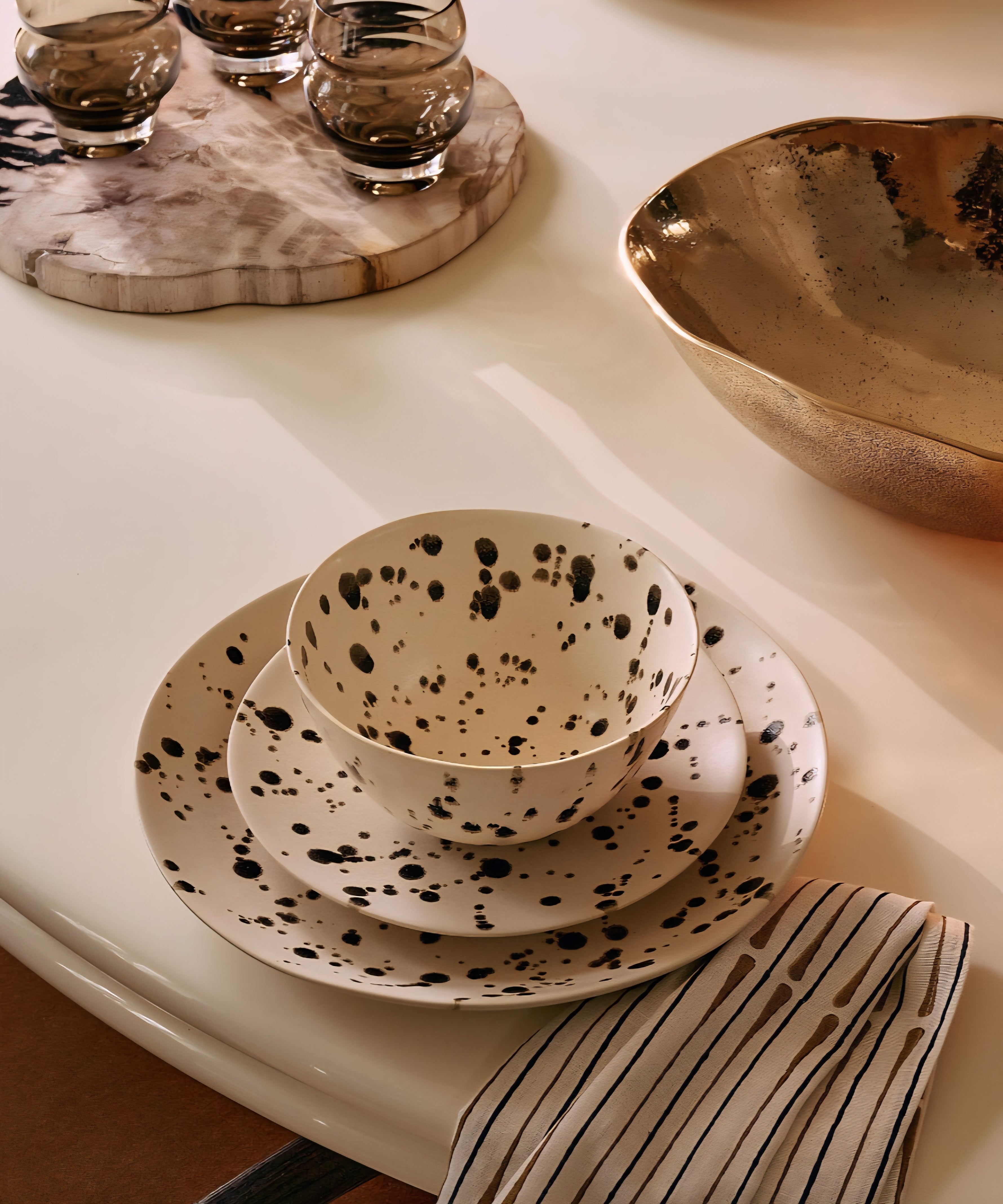THE ONE × Harper — Black and White Splatter Soup & Pasta Bowls