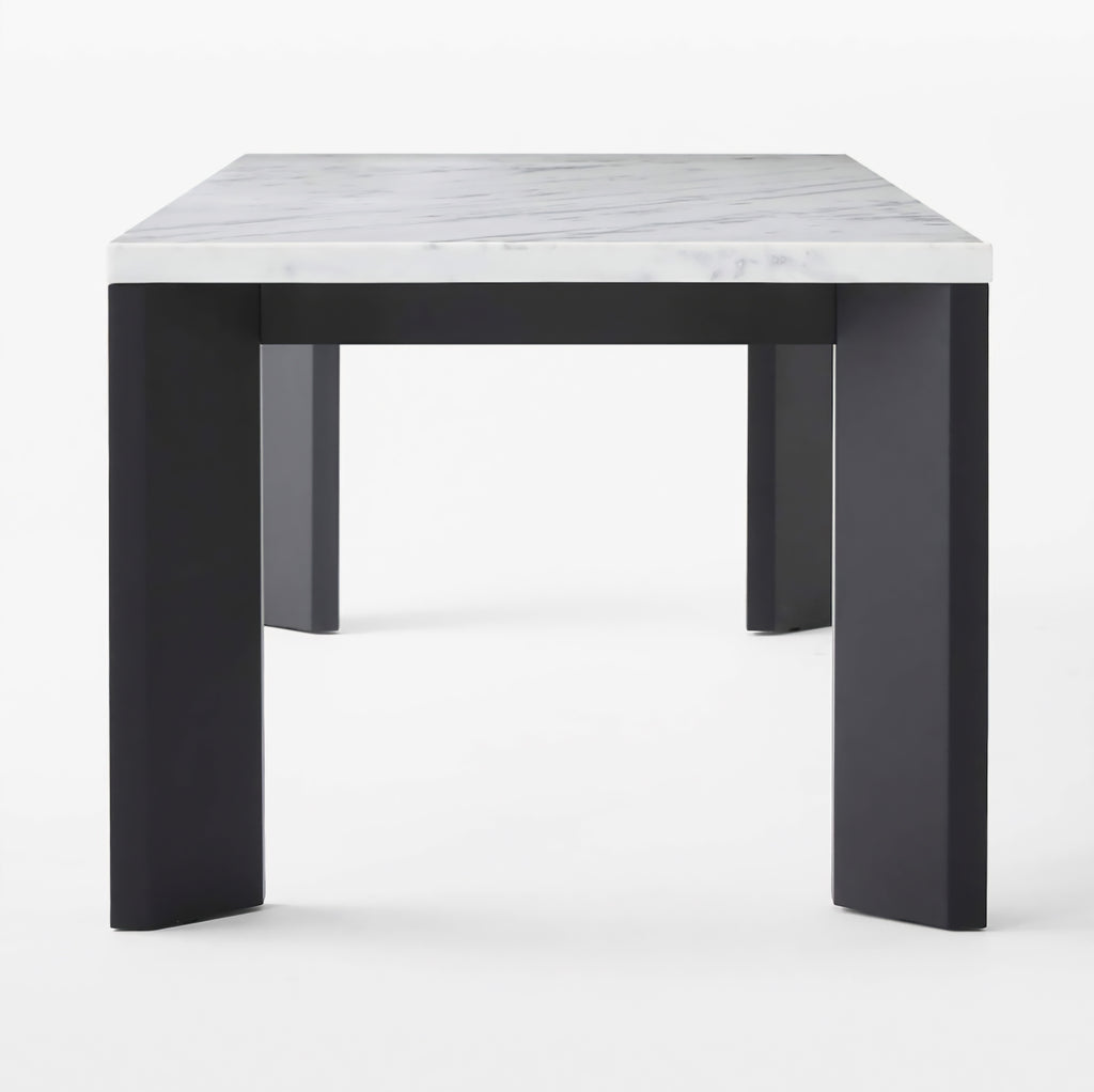 THE ONE × Sydney — Rectangular Carrara Marble Dining Table with Black Steel Legs