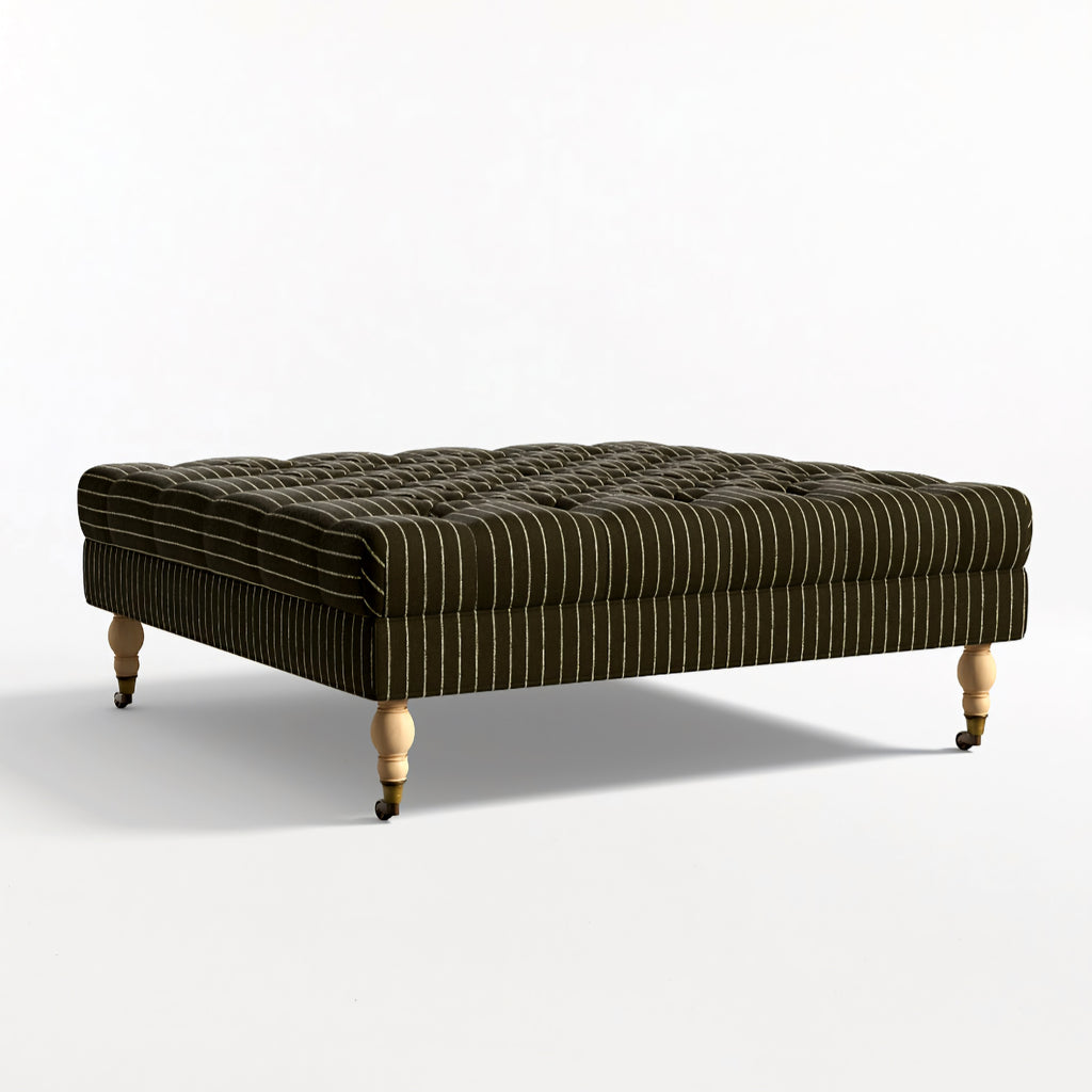 THE ONE × Langley — Striped 45" Square Cocktail Ottoman
