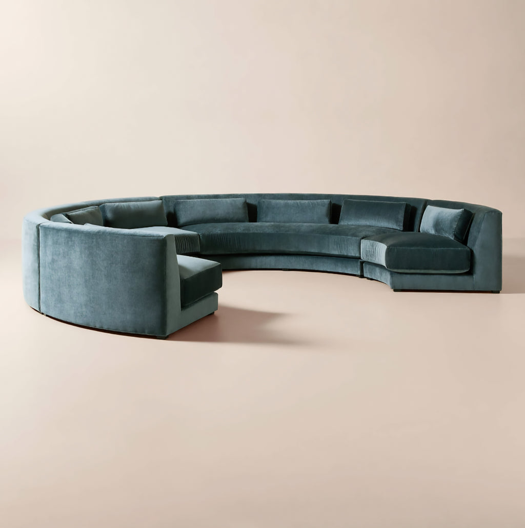 THE ONE × Sonora — Curved Sapphire Velvet 4-Piece Sectional Sofa