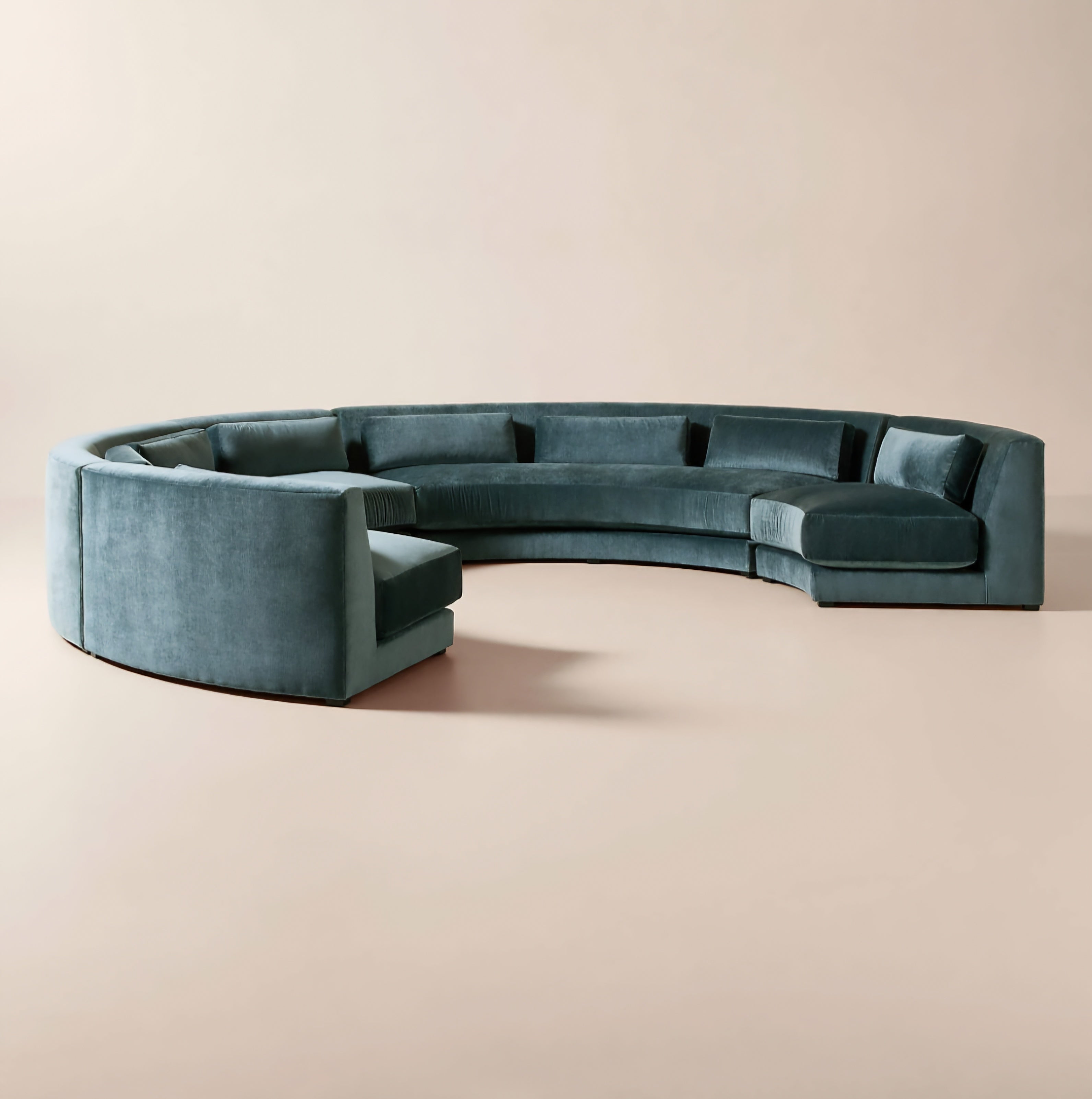 THE ONE × Sonora — Curved Sapphire Velvet 4-Piece Sectional Sofa