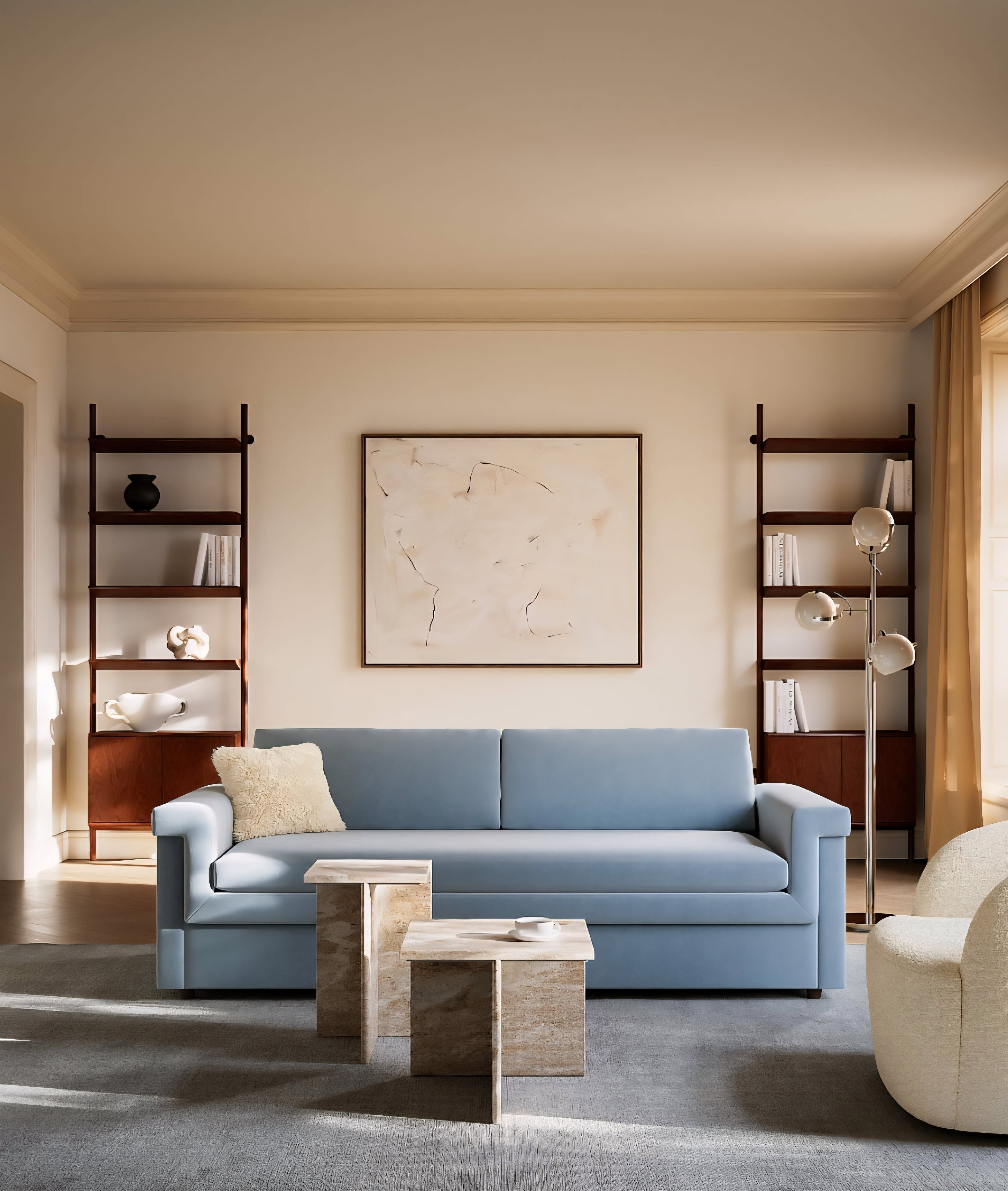 THE ONE × Nabla — Black Walnut Wall‑Mount Bookcase with Cabinet