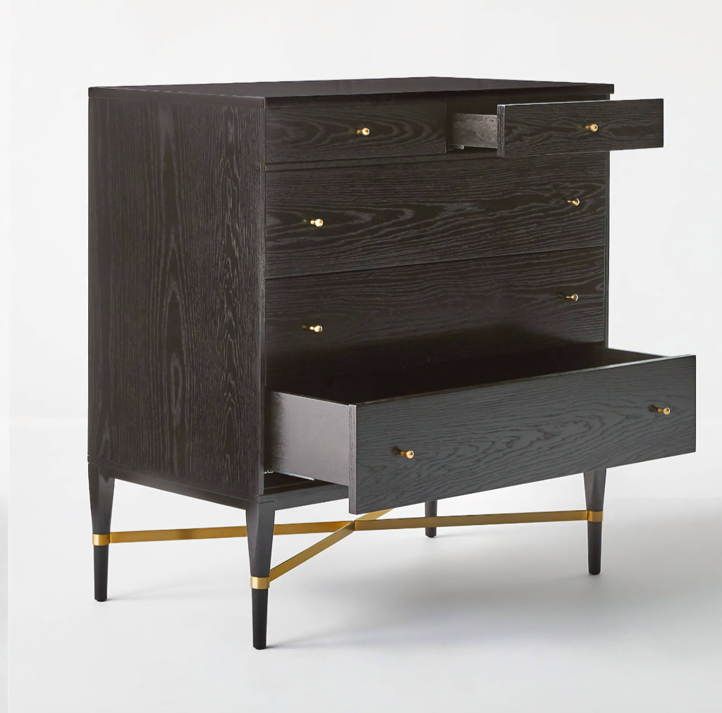 THE ONE × Connoisseur — Black Oak Wood 5-Drawer Dresser