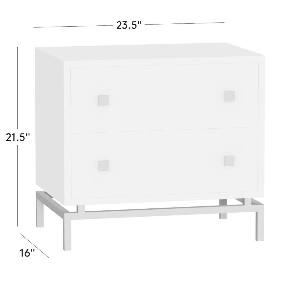 THE ONE × Dover — 2-Drawer Warm White Lacquered Nightstand with Travertine Top