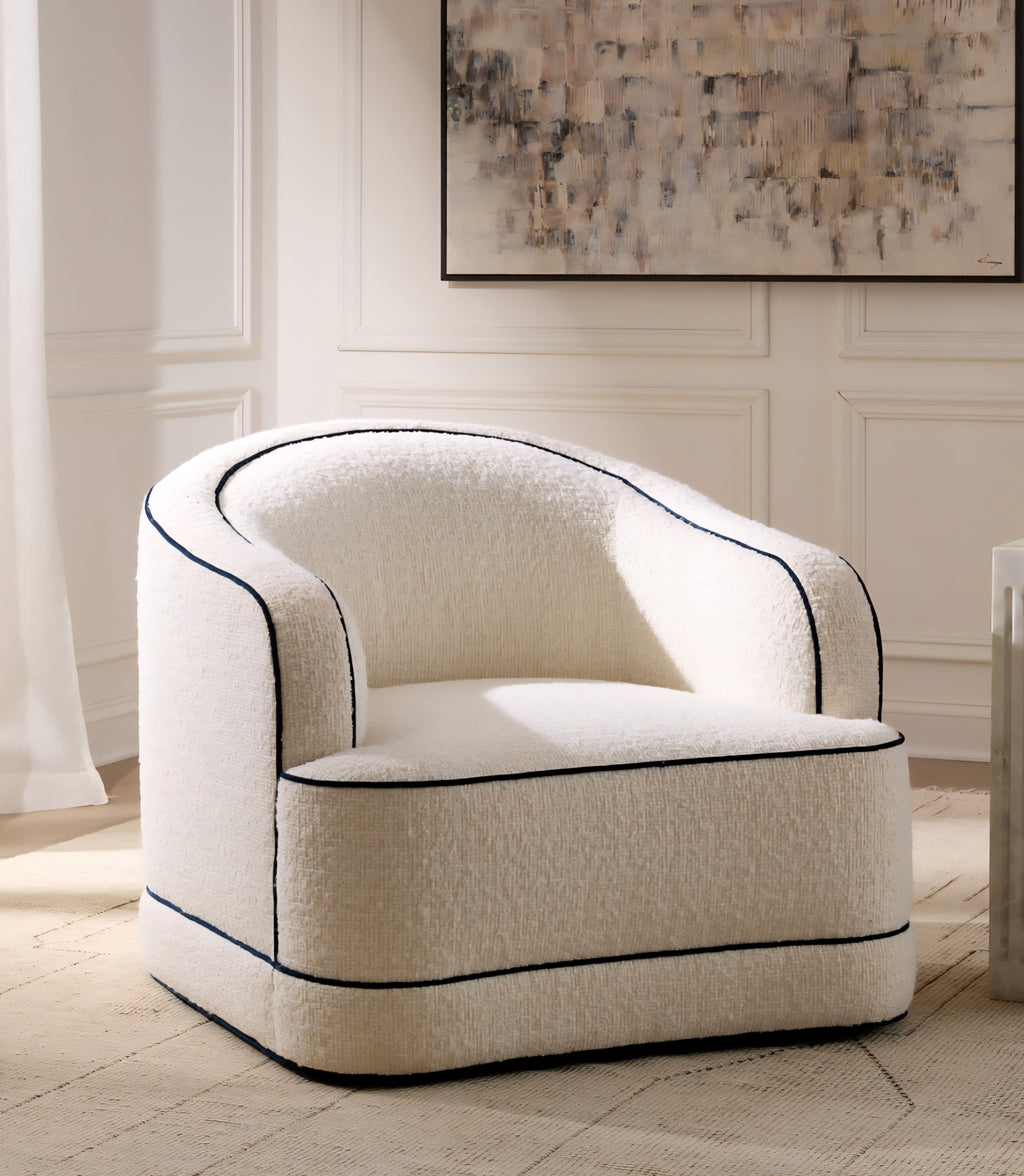 THE ONE × Mylene — Ivory Boucle Swivel Chair