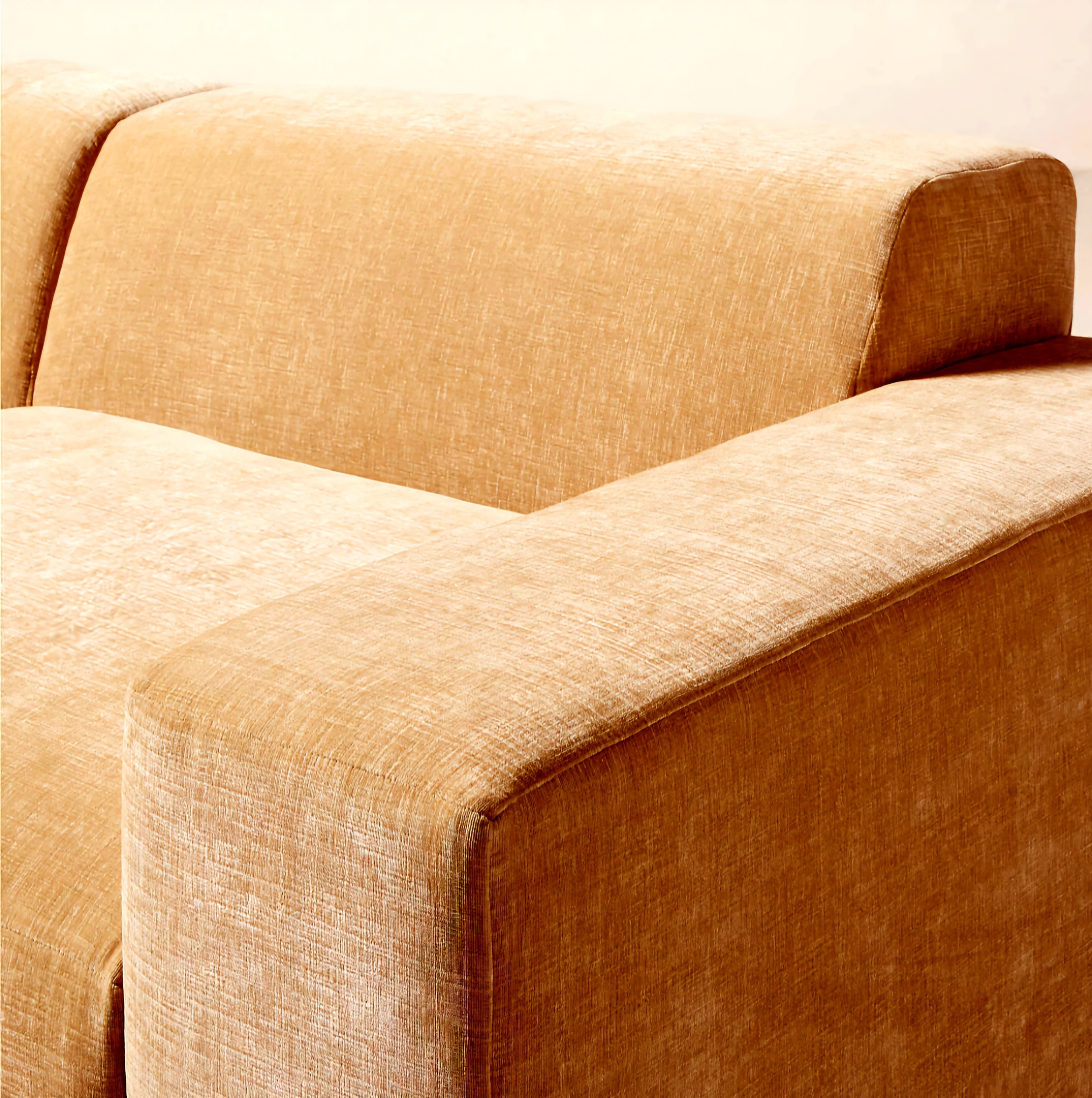 THE ONE × Faible — 4-Piece Modular Right-Arm Wheat Performance Velvet Standard Depth Sectional Sofa