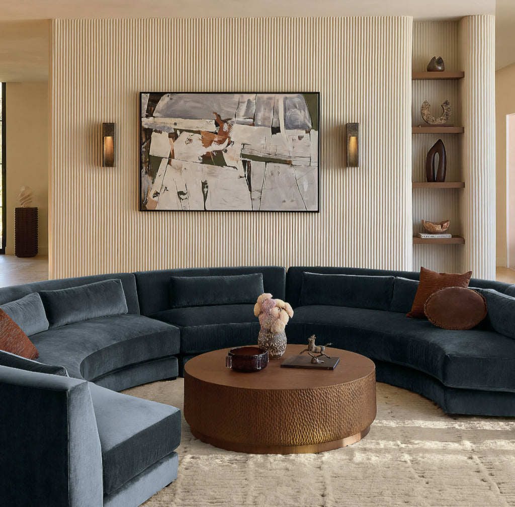 THE ONE × Sonora — Curved Sapphire Velvet 4-Piece Sectional Sofa