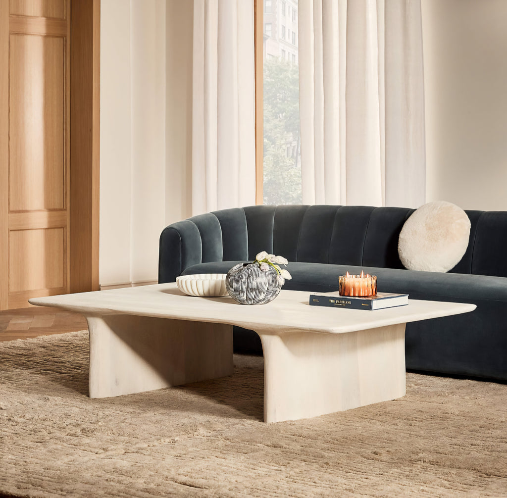 THE ONE × Almera — White Marble Coffee Table (66")