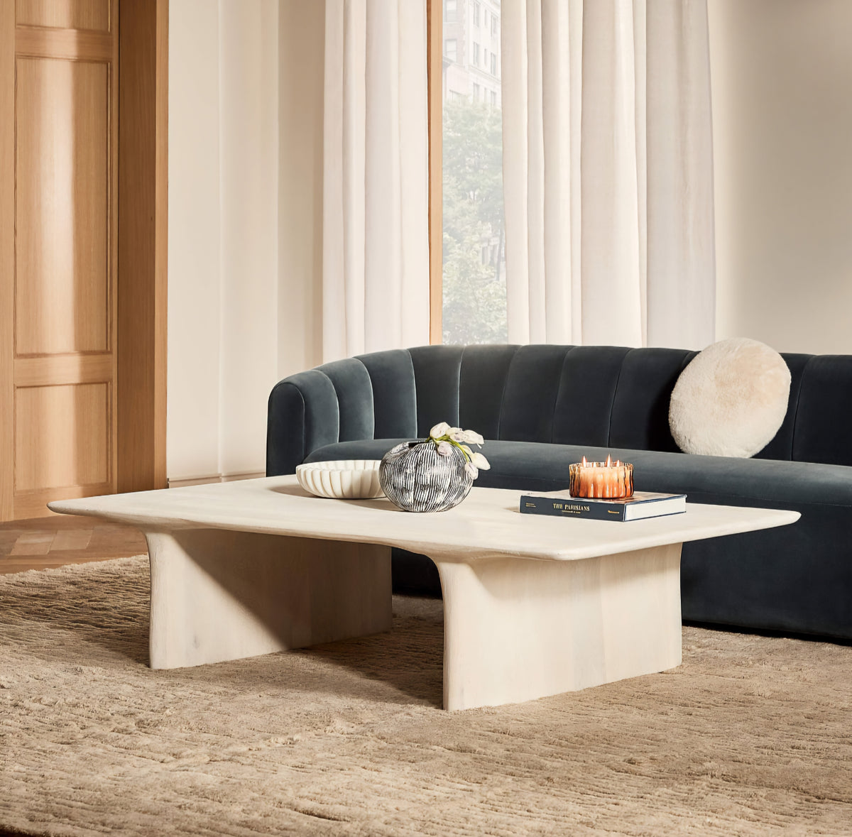 THE ONE × Almera — White Marble Coffee Table (66")