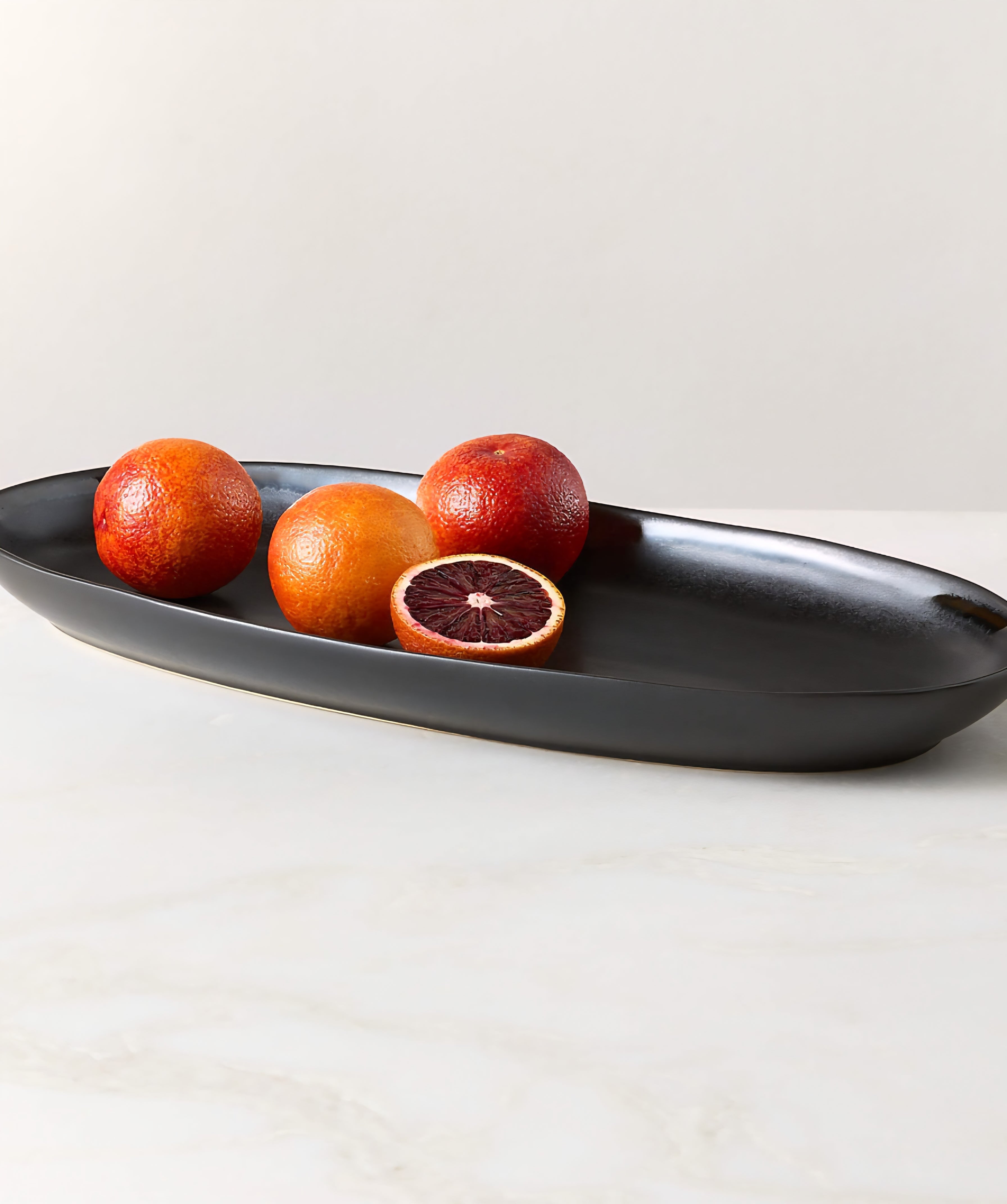 THE ONE × Hyacinth — Oval Black Serving Platter with Reactive Glaze