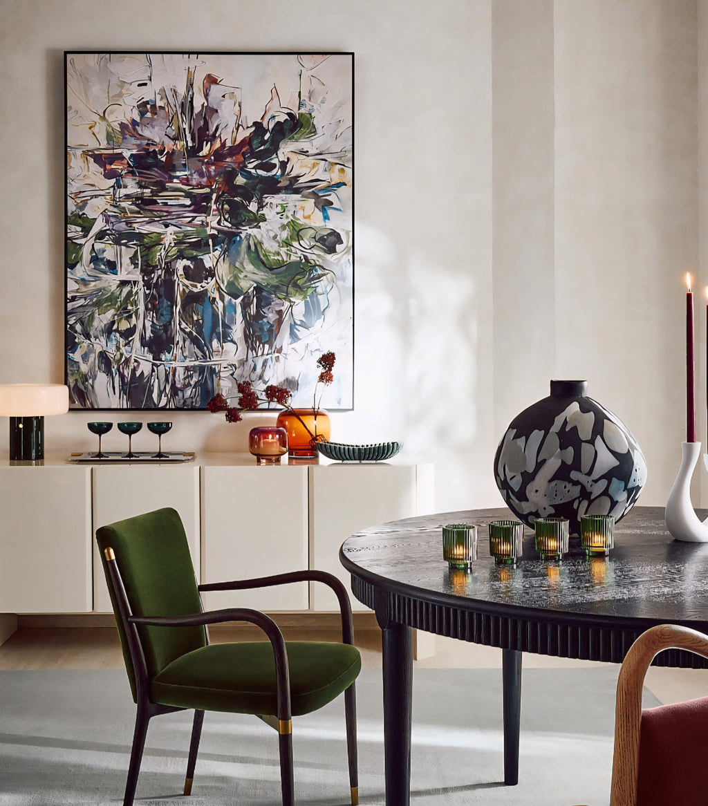 THE ONE × Coco — Round Smoked Amber Glass Hurricane Candle Holder