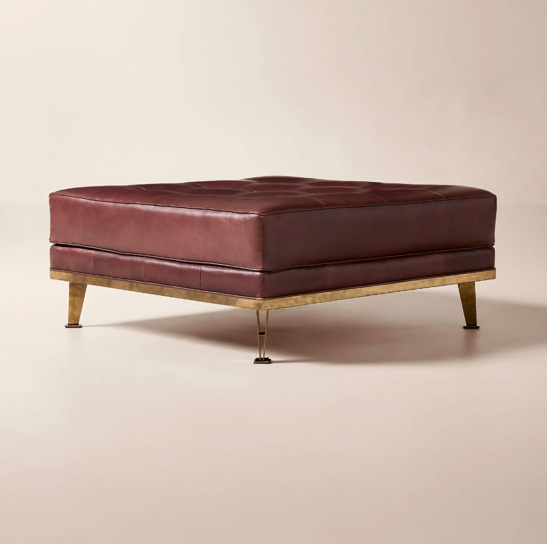 THE ONE × Itero — Burgundy Leather Ottoman
