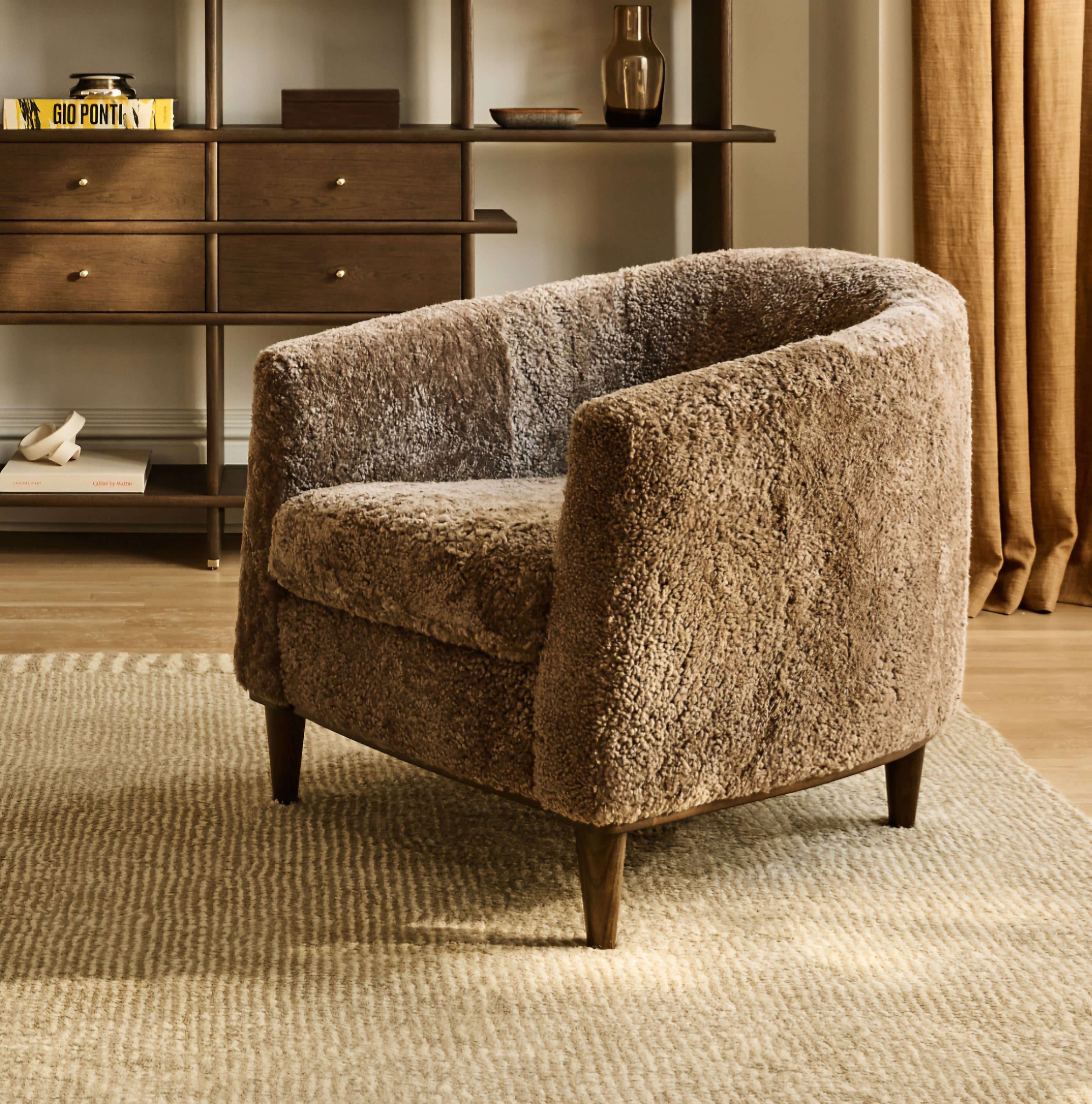 THE ONE × Mayfair — Taupe Shearling Accent Chair