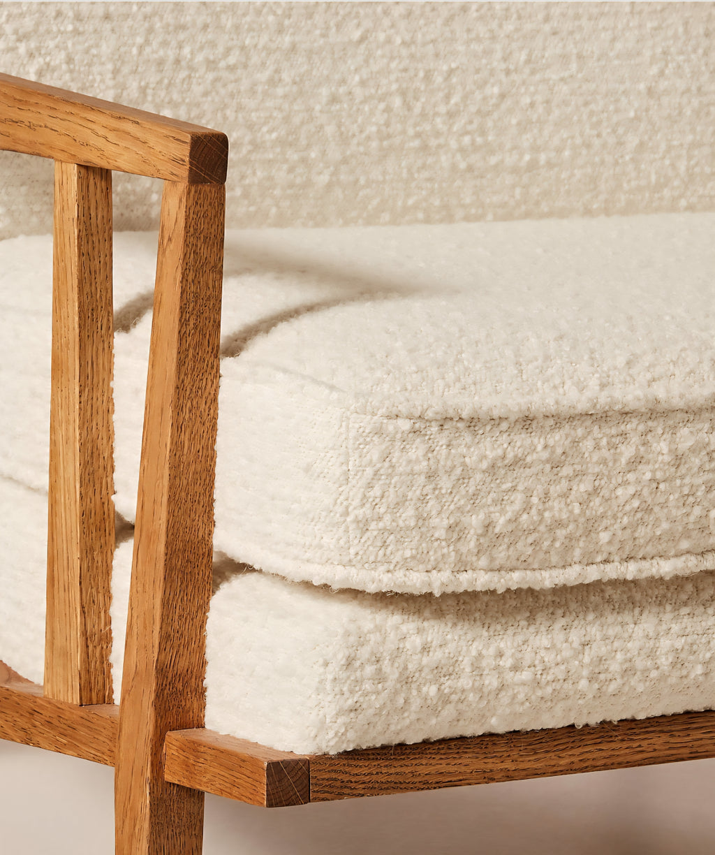 THE ONE × Director — White Boucle Accent Chair