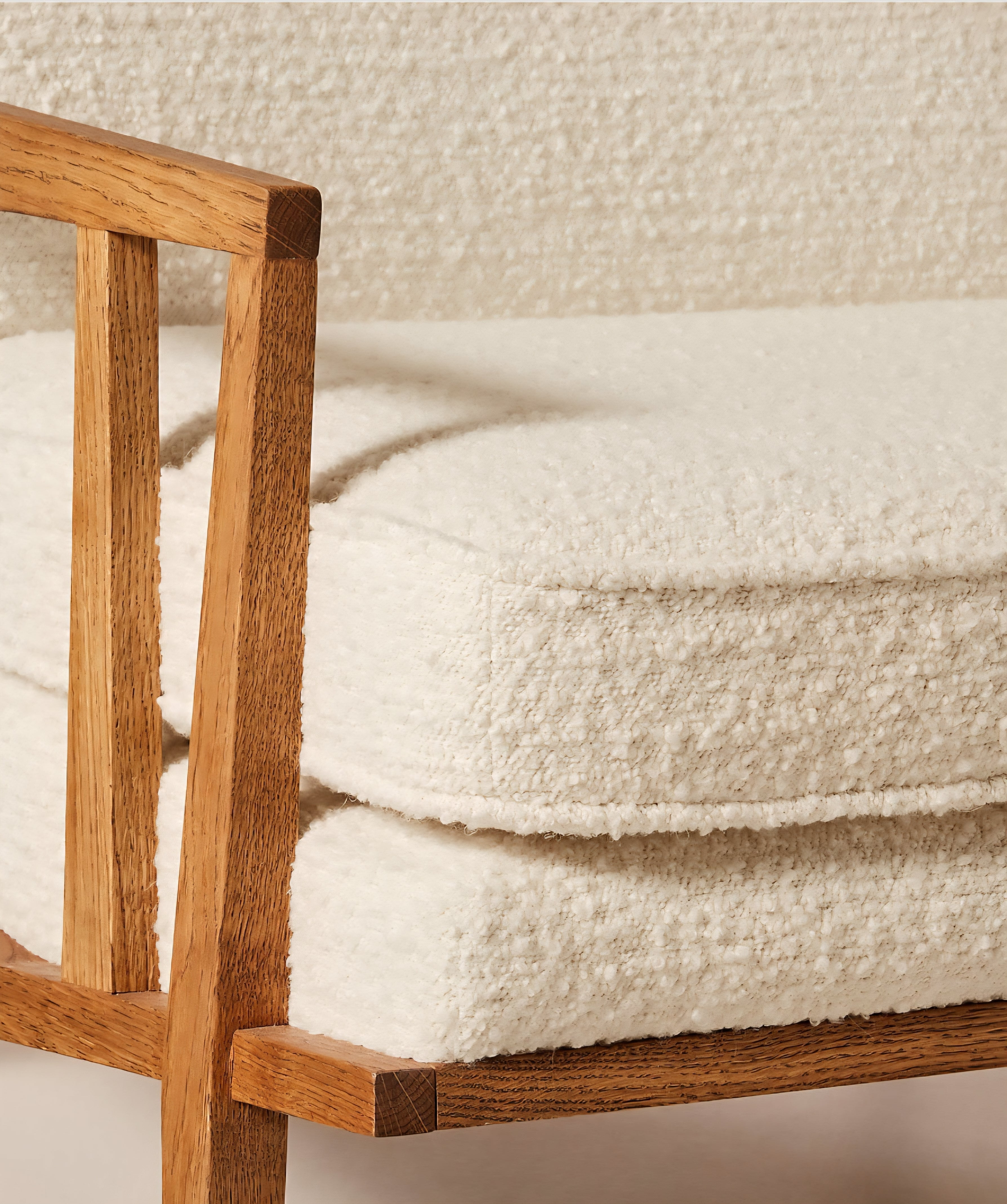 THE ONE × Director — White Boucle Accent Chair