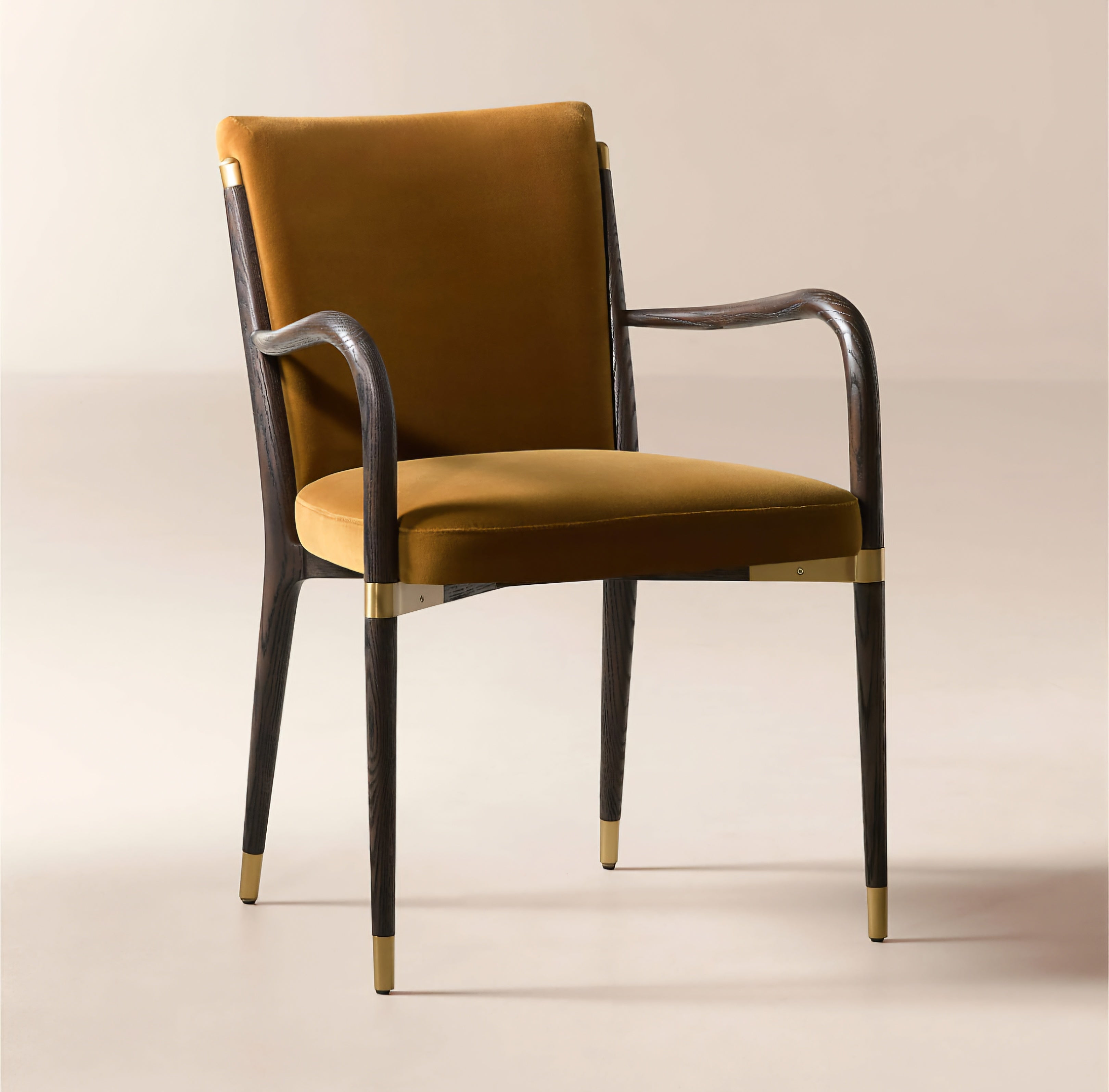 THE ONE × Norrie — Smoked Amber Velvet Dining Armchair