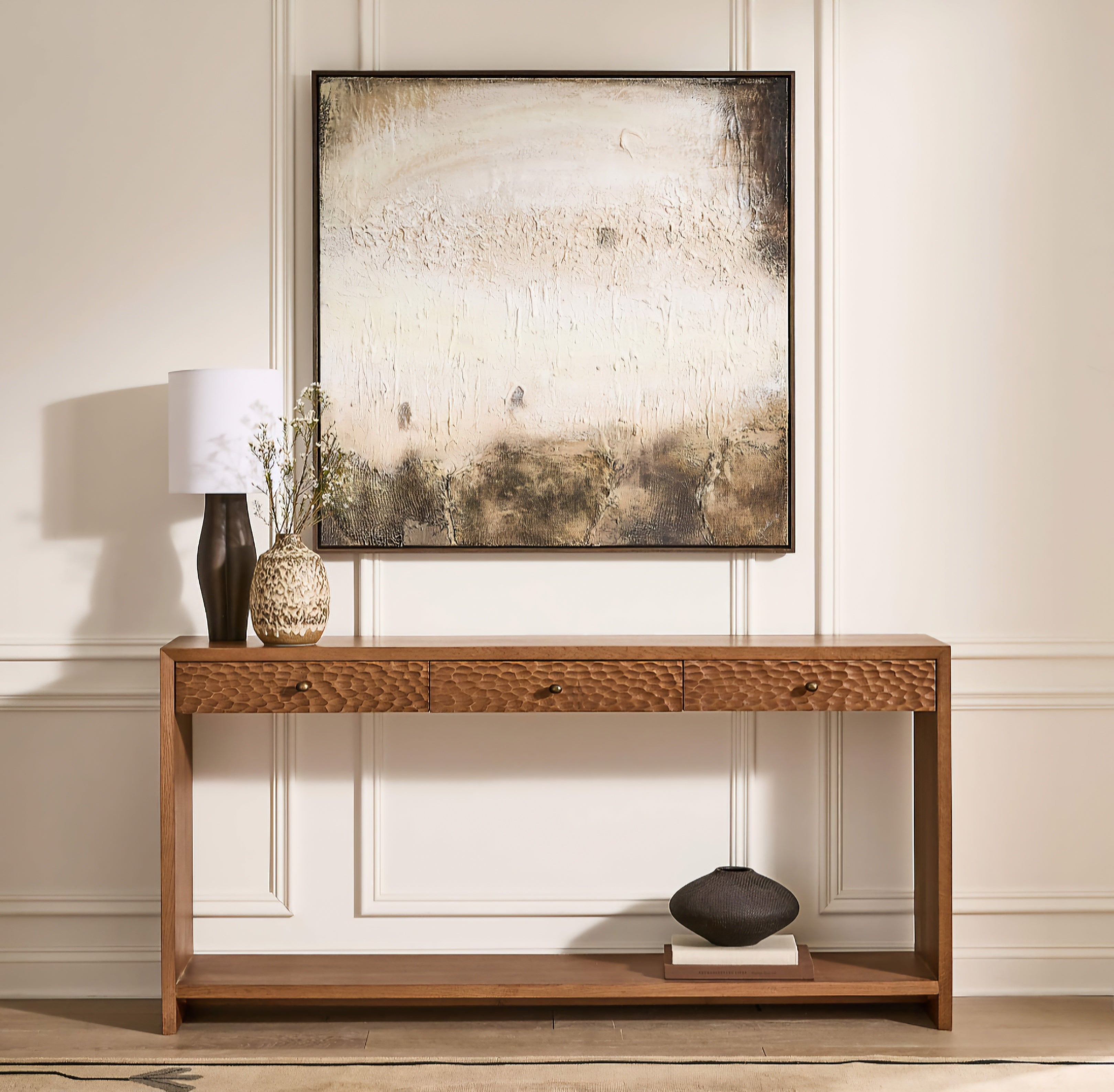 THE ONE × Hawk — Carved White Oak Console Table