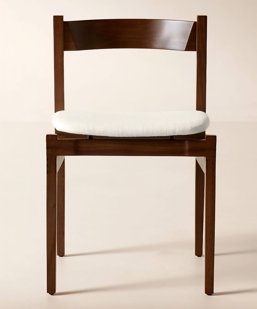 THE ONE × Ambrogio — Walnut Wood and White Upholstered Dining Chair