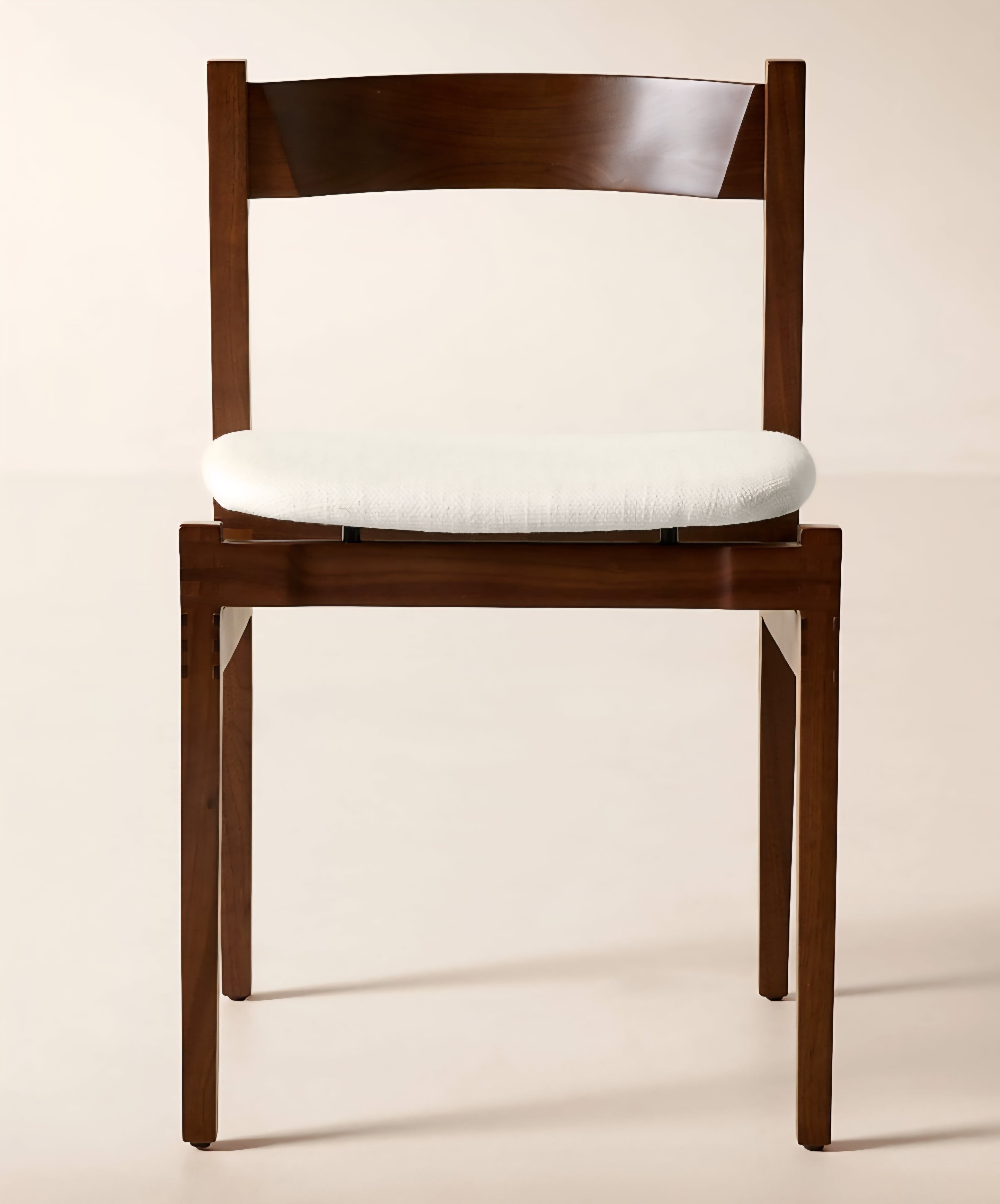 THE ONE × Ambrogio — Walnut Wood and White Upholstered Dining Chair