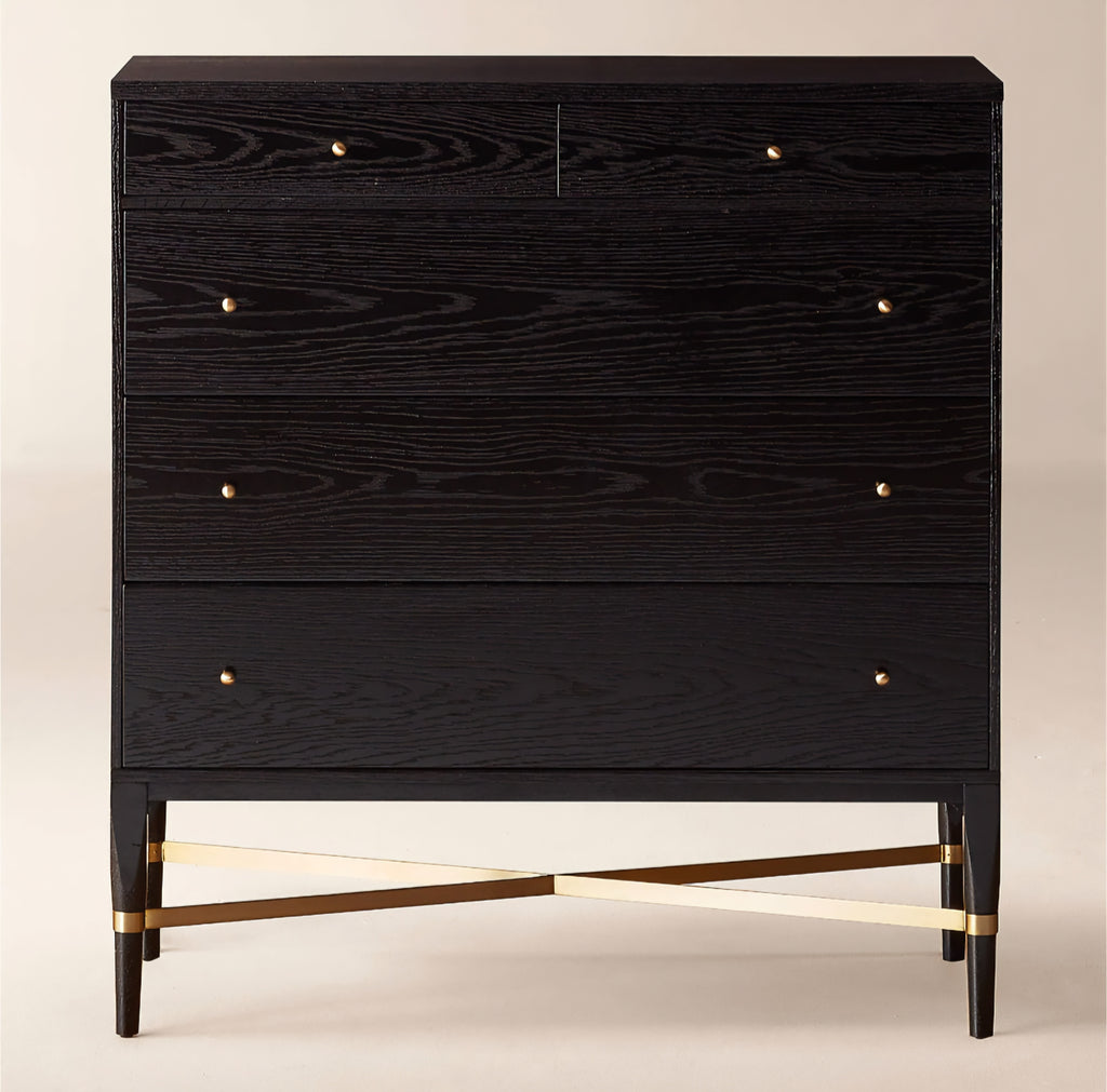 THE ONE × Connoisseur — Black Oak Wood 5-Drawer Dresser