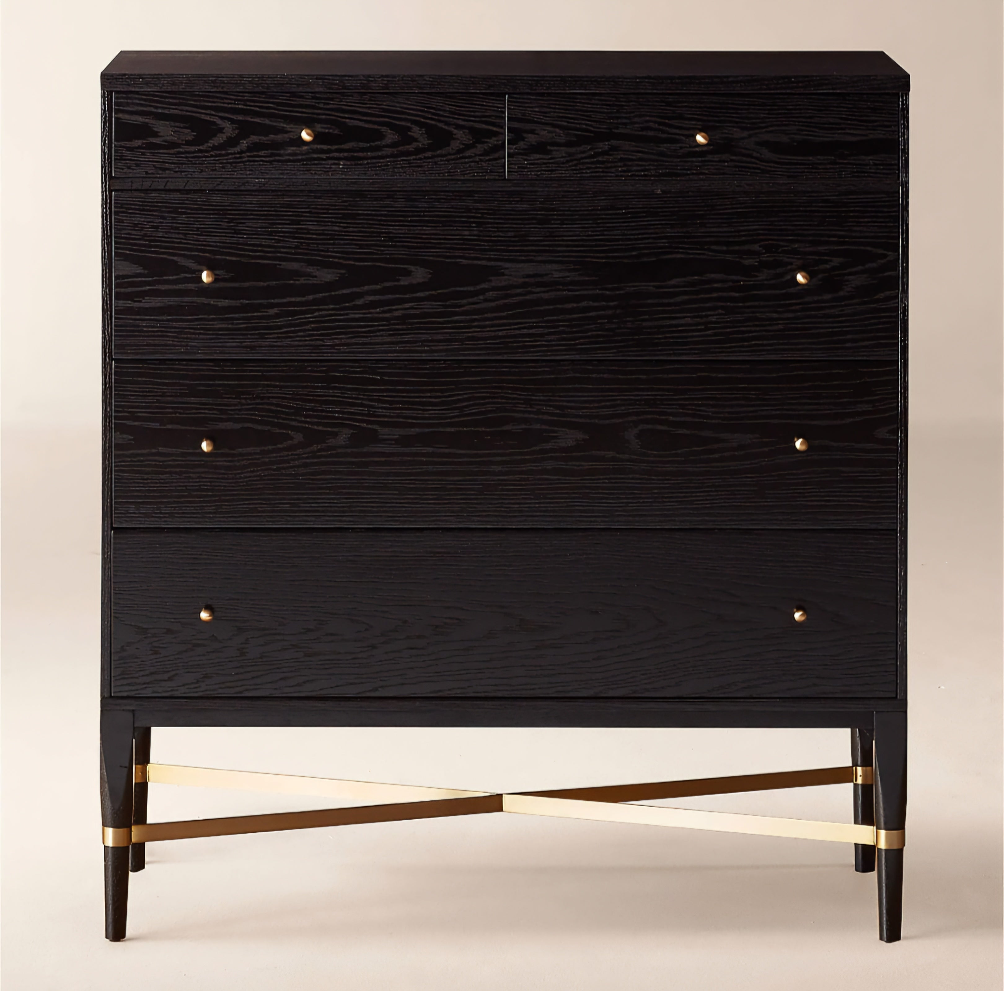 THE ONE × Connoisseur — Black Oak Wood 5-Drawer Dresser