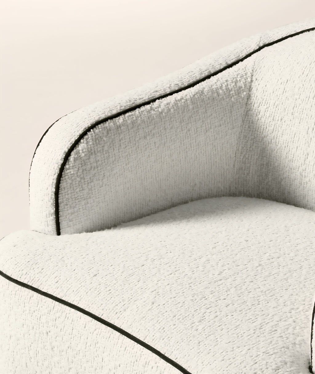 THE ONE × Mylene — Ivory Boucle Swivel Chair