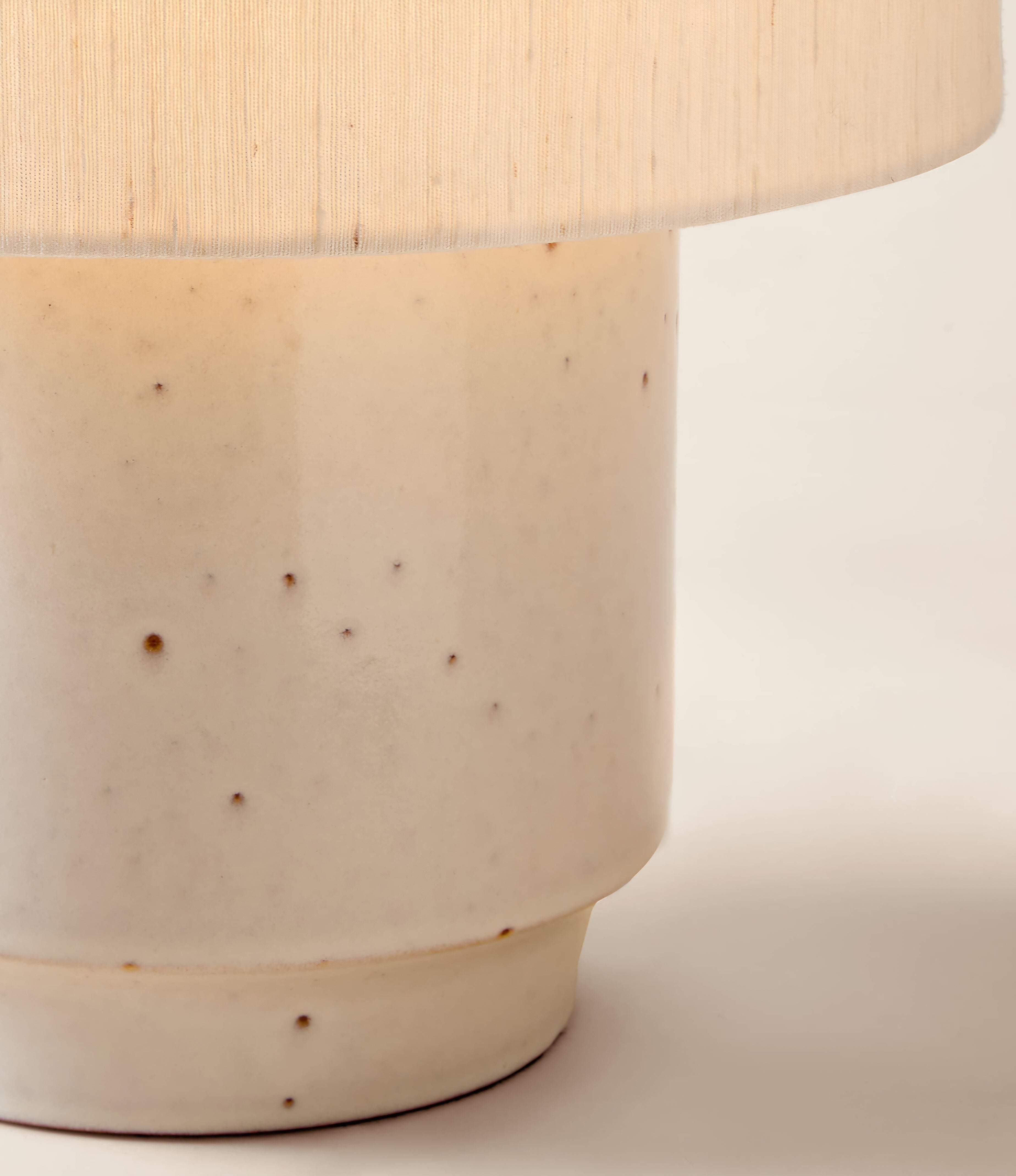 THE ONE × Rosalind — White Ceramic Reactive Glaze Table Lamp with Silk Shade