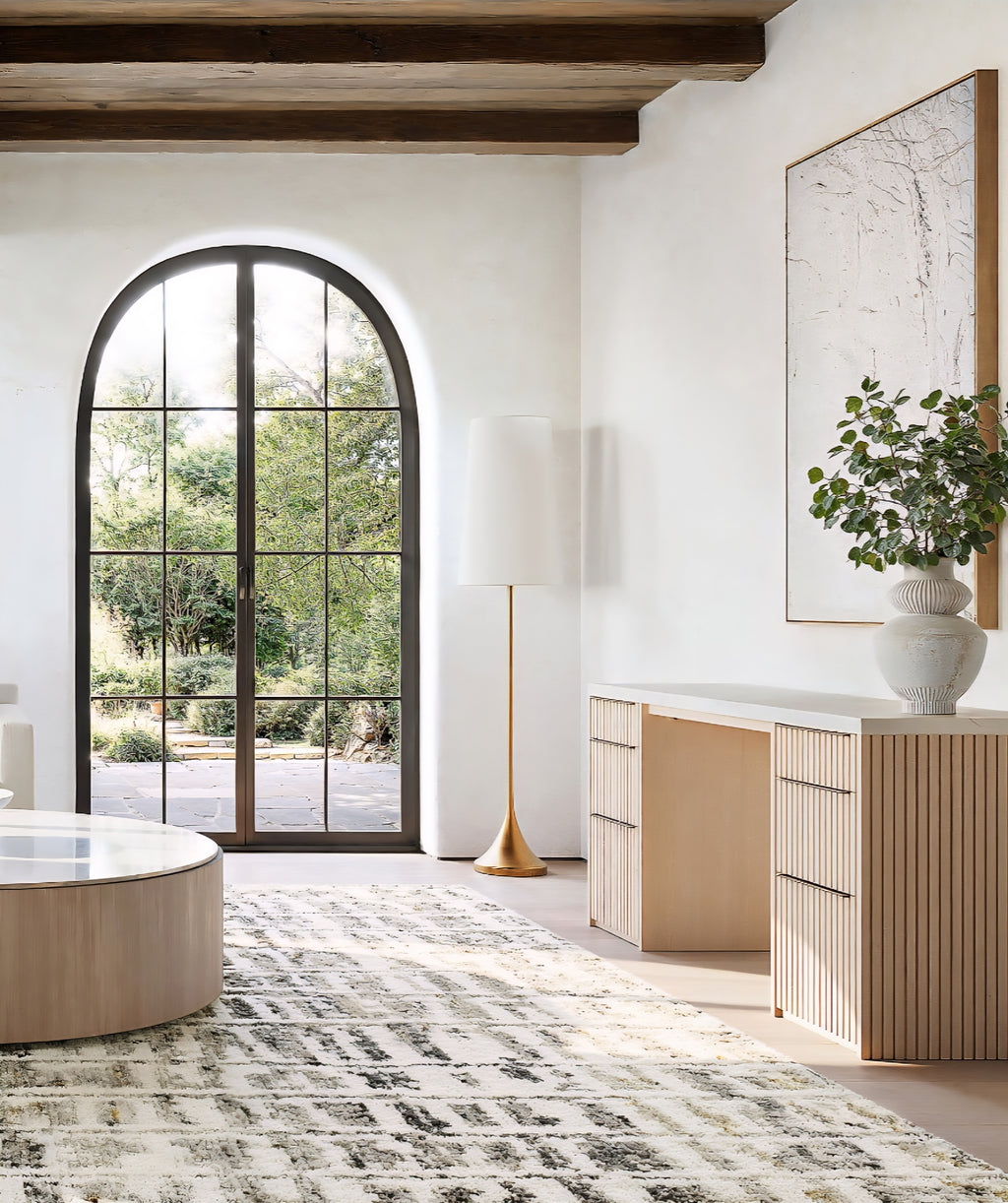 THE ONE × Batten — Natural Oak Console Desk with White Marble Top
