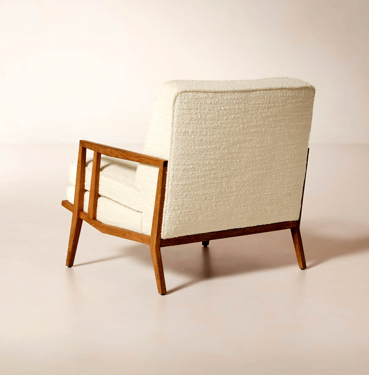 THE ONE × Director — White Boucle Accent Chair
