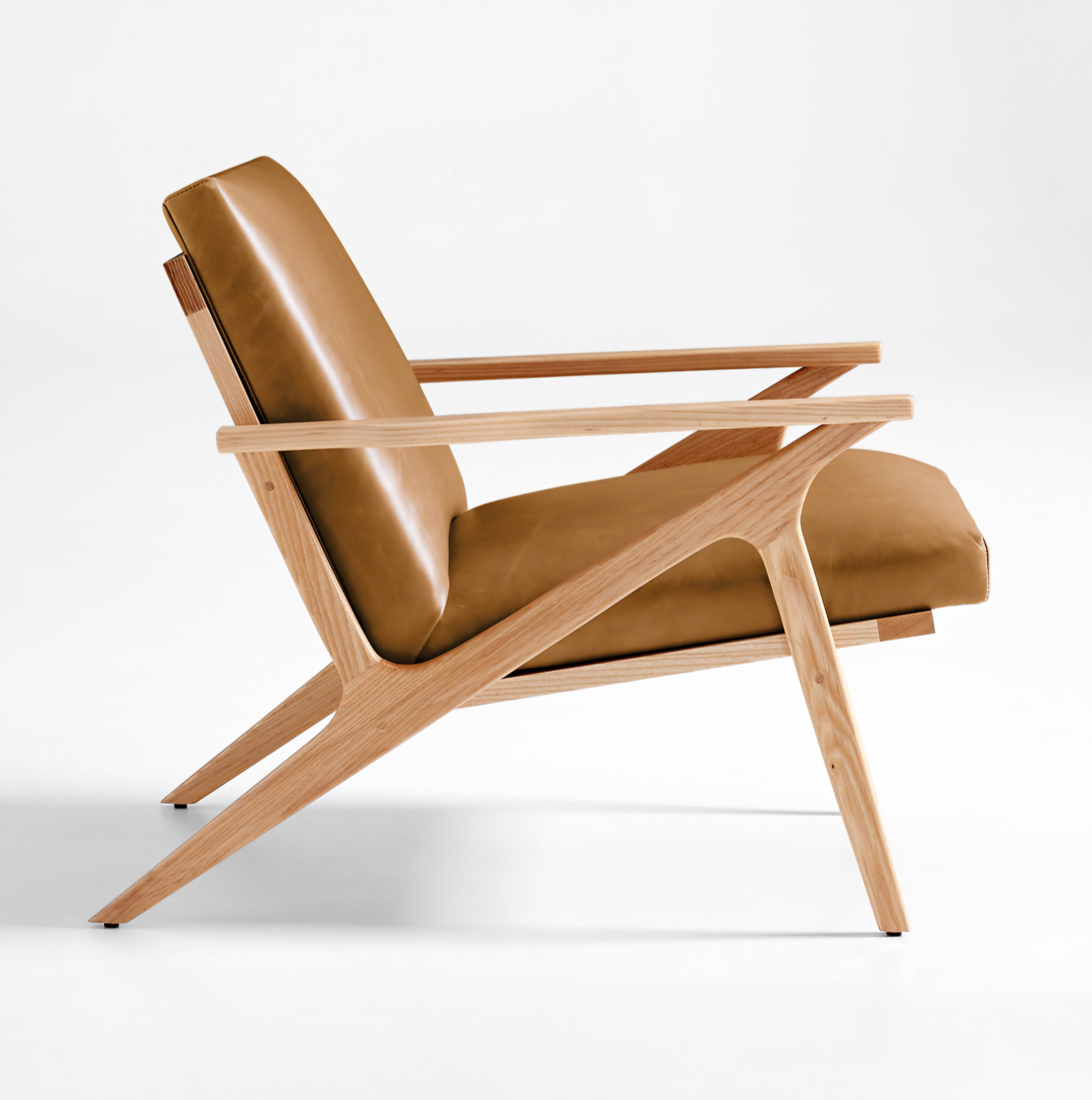 THE ONE × Cavett — Wood and Leather Accent Chair