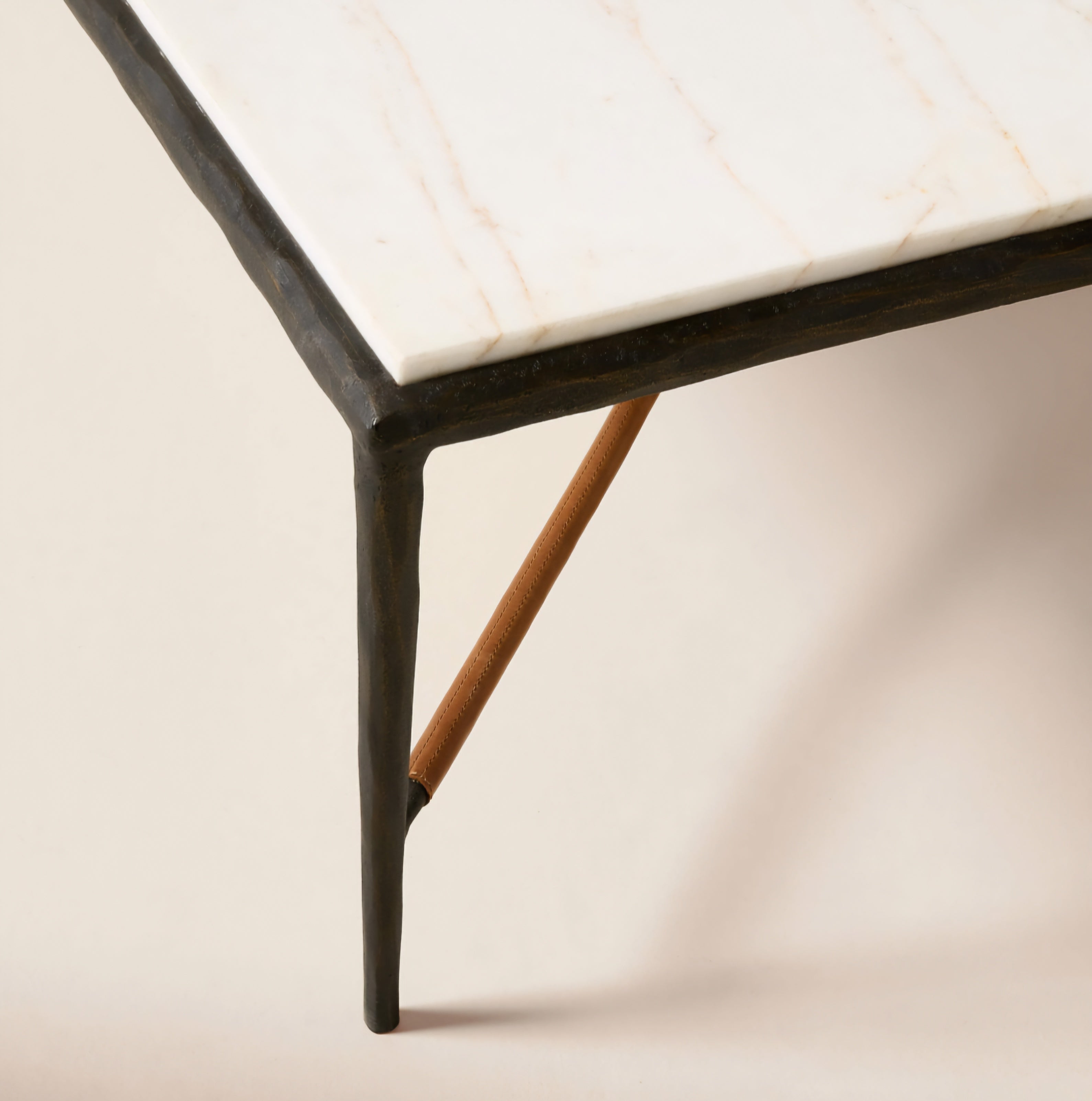 THE ONE × Kingsley — White Marble and Cast Metal Square Coffee Table