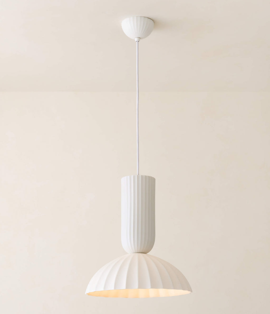 THE ONE × Jeanne — Fluted White Porcelain Dome Pendant Light