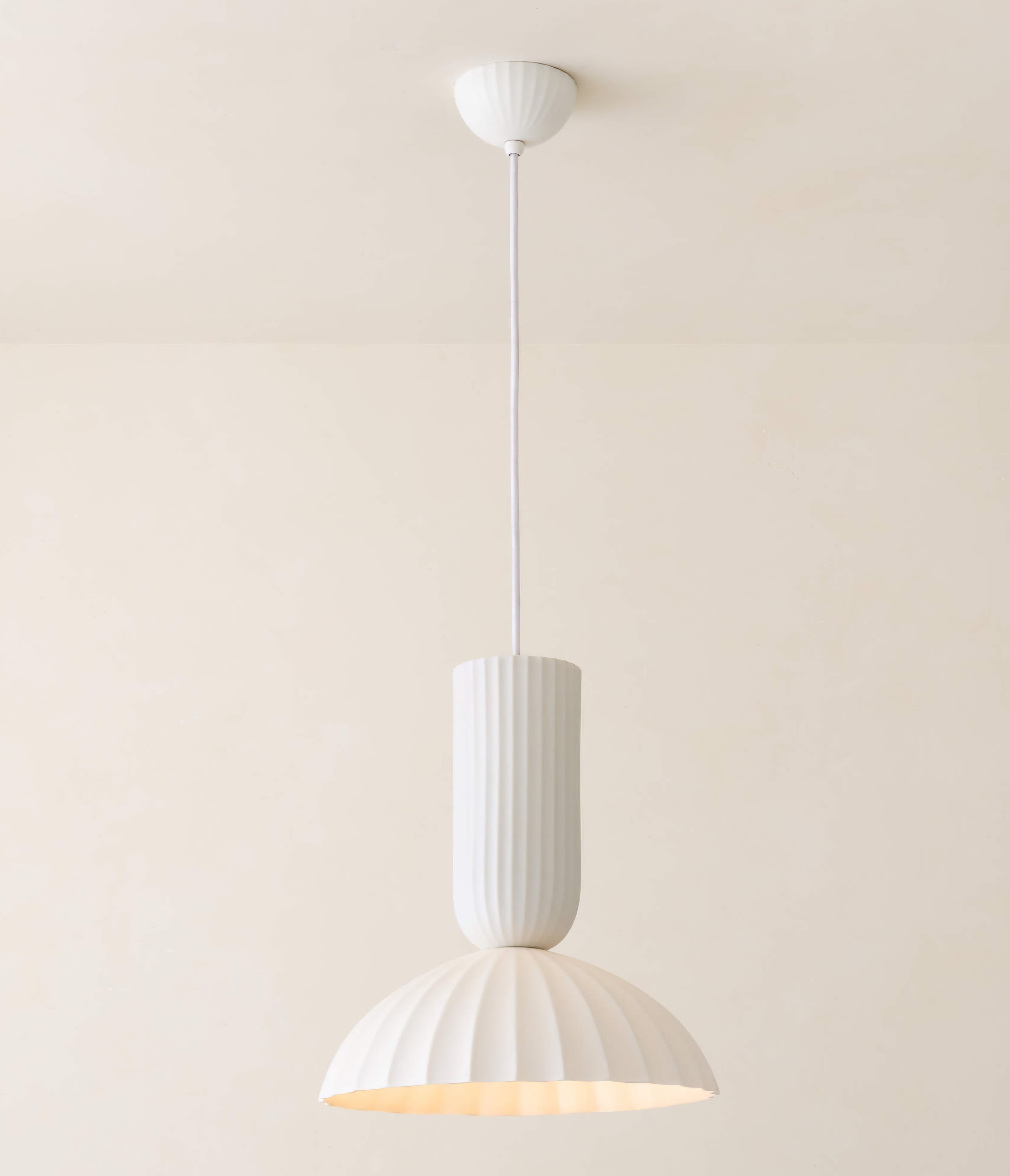 THE ONE × Jeanne — Fluted White Porcelain Dome Pendant Light