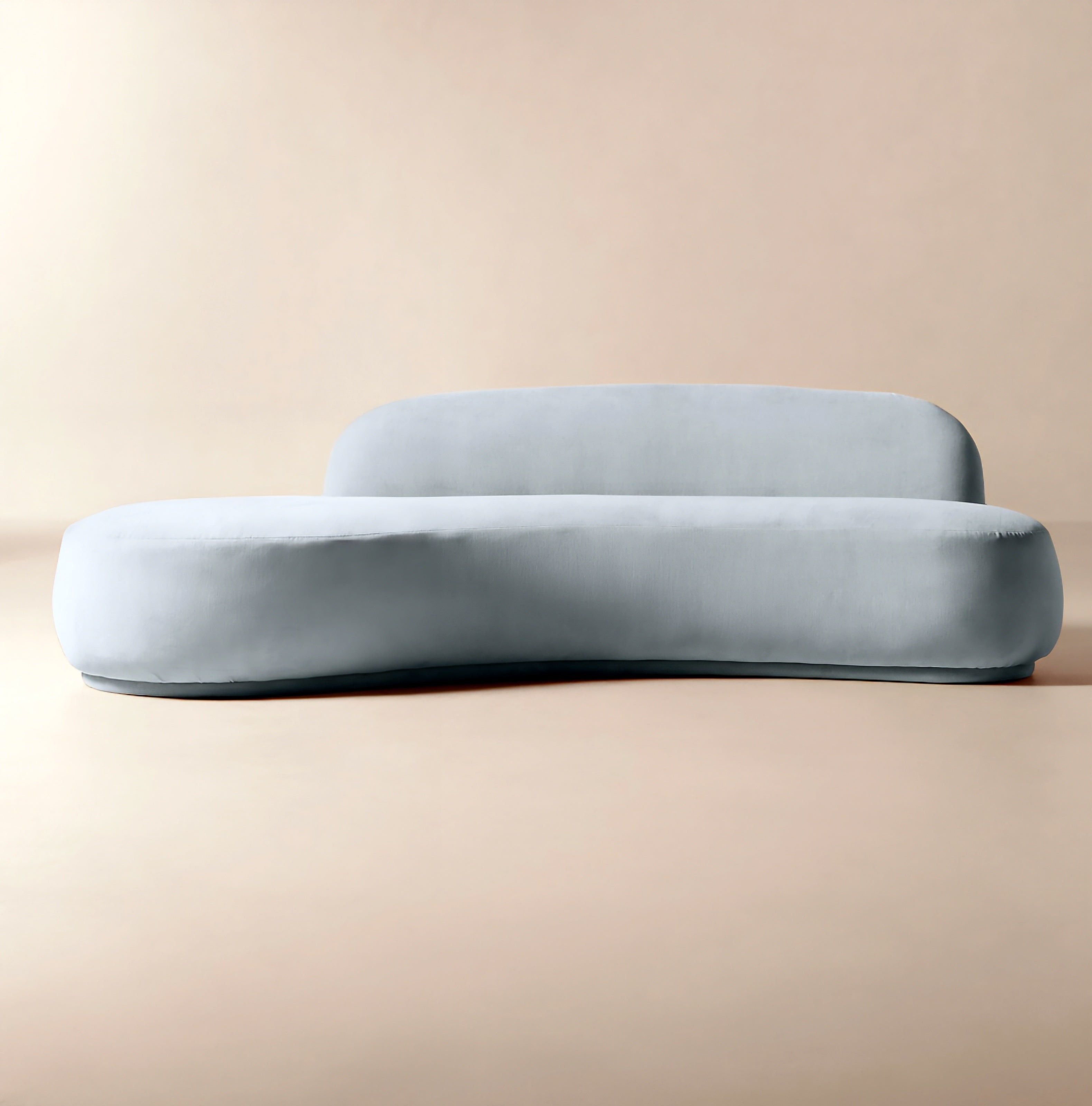 THE ONE × Claudelle — Light Blue Velvet Curved Sofa
